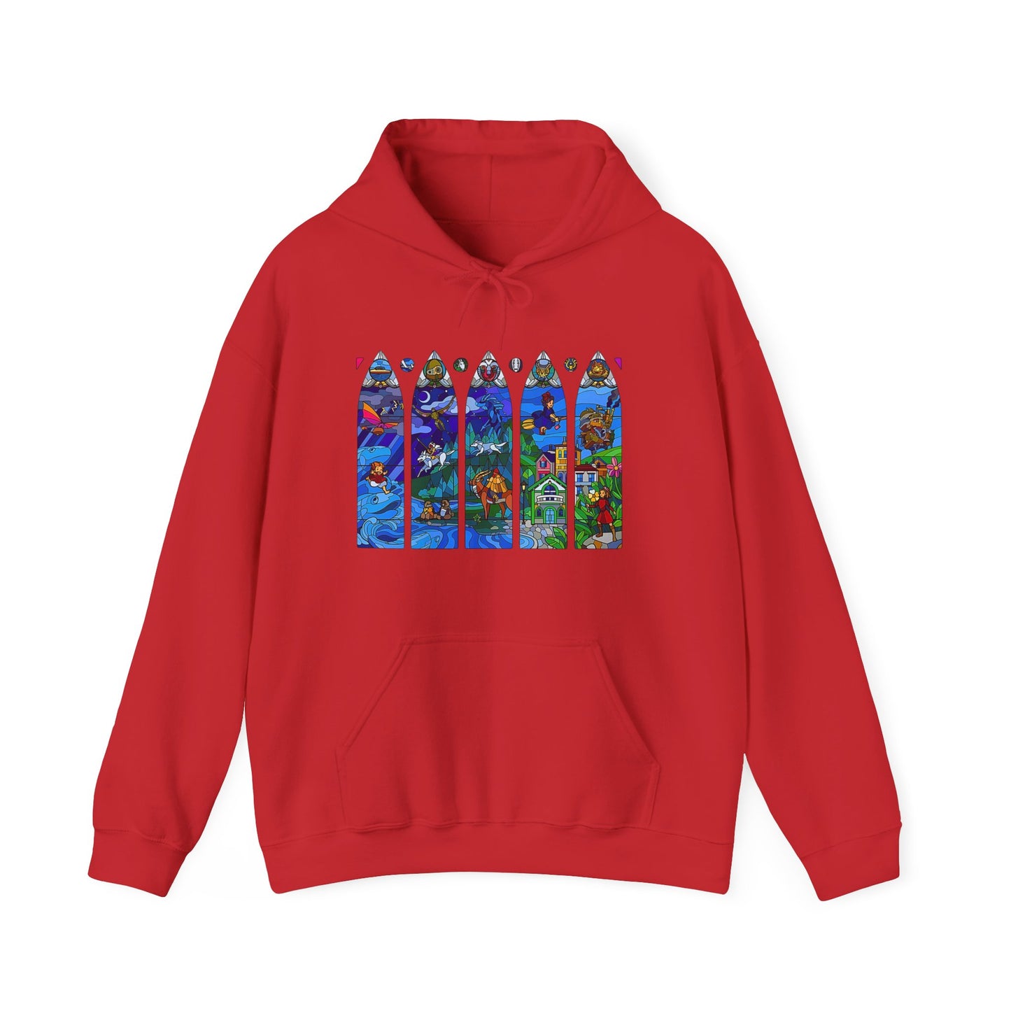 Studio Ghibli Stained Glass Hoodie – 100% Cotton Anime Hoodie with Vitral-Inspired Ghibli Art