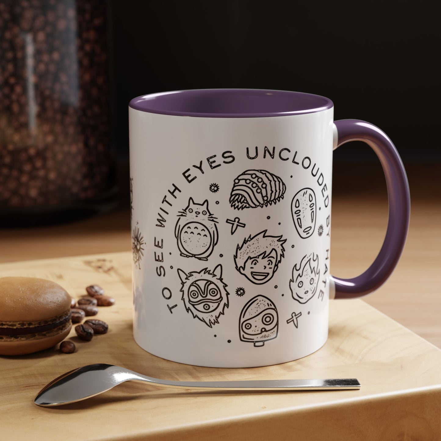 Universe Ghibli Accent Mug – Color Handle Anime Coffee Cup – 11oz & 15oz Studio Ghibli Ceramic Mug Gift