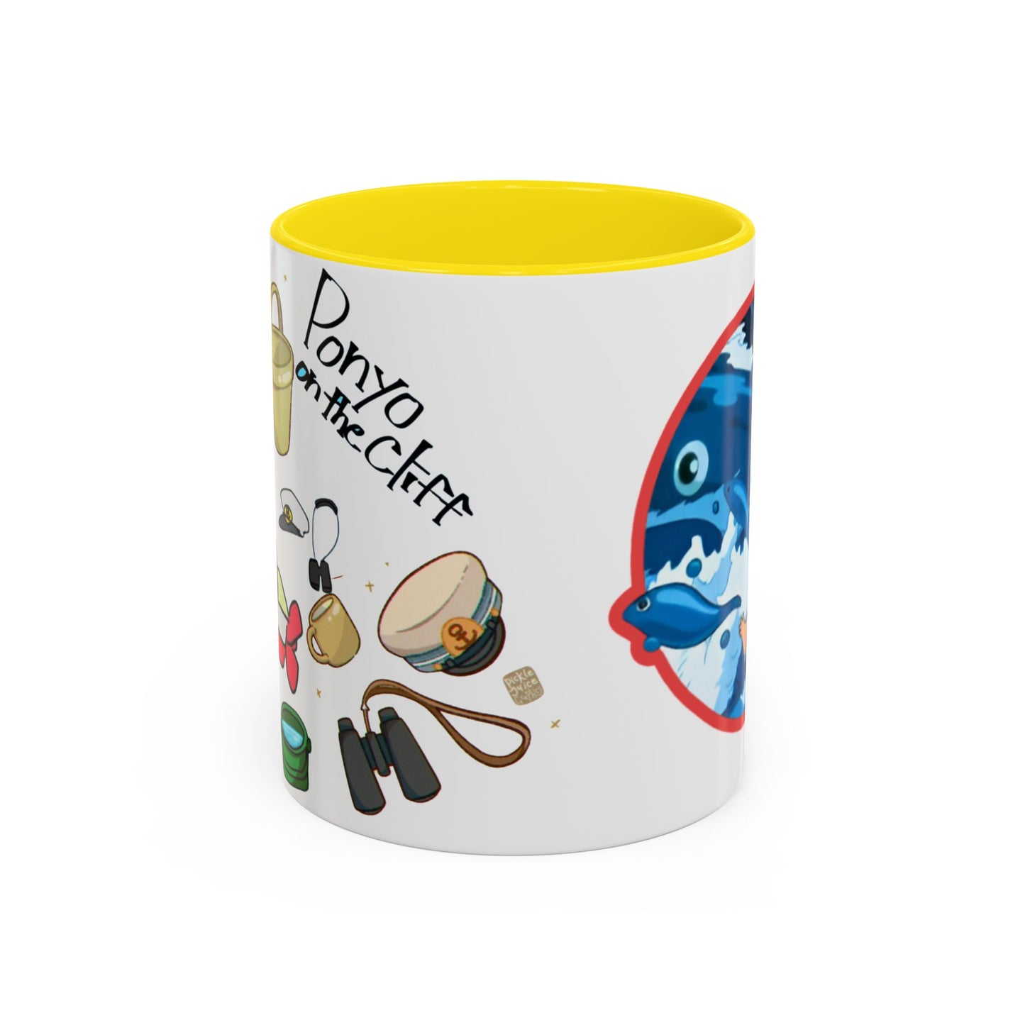Ponyo Accent Mug – Studio Ghibli Collage Color Handle Cup 11oz & 15oz – Cute Anime Ocean Gift for Fans