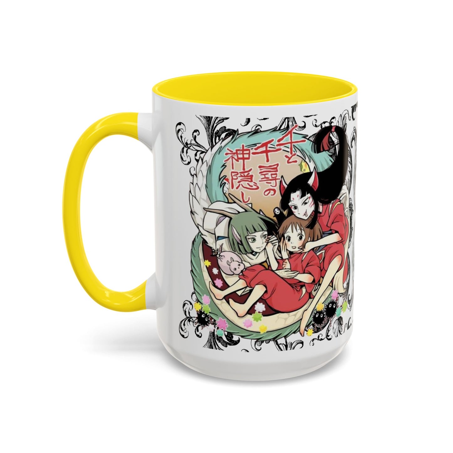 Spirited Away Cool Accent Mug – Studio Ghibli Color Handle Coffee Cup – 11oz & 15oz Ceramic Gift for Anime Fans