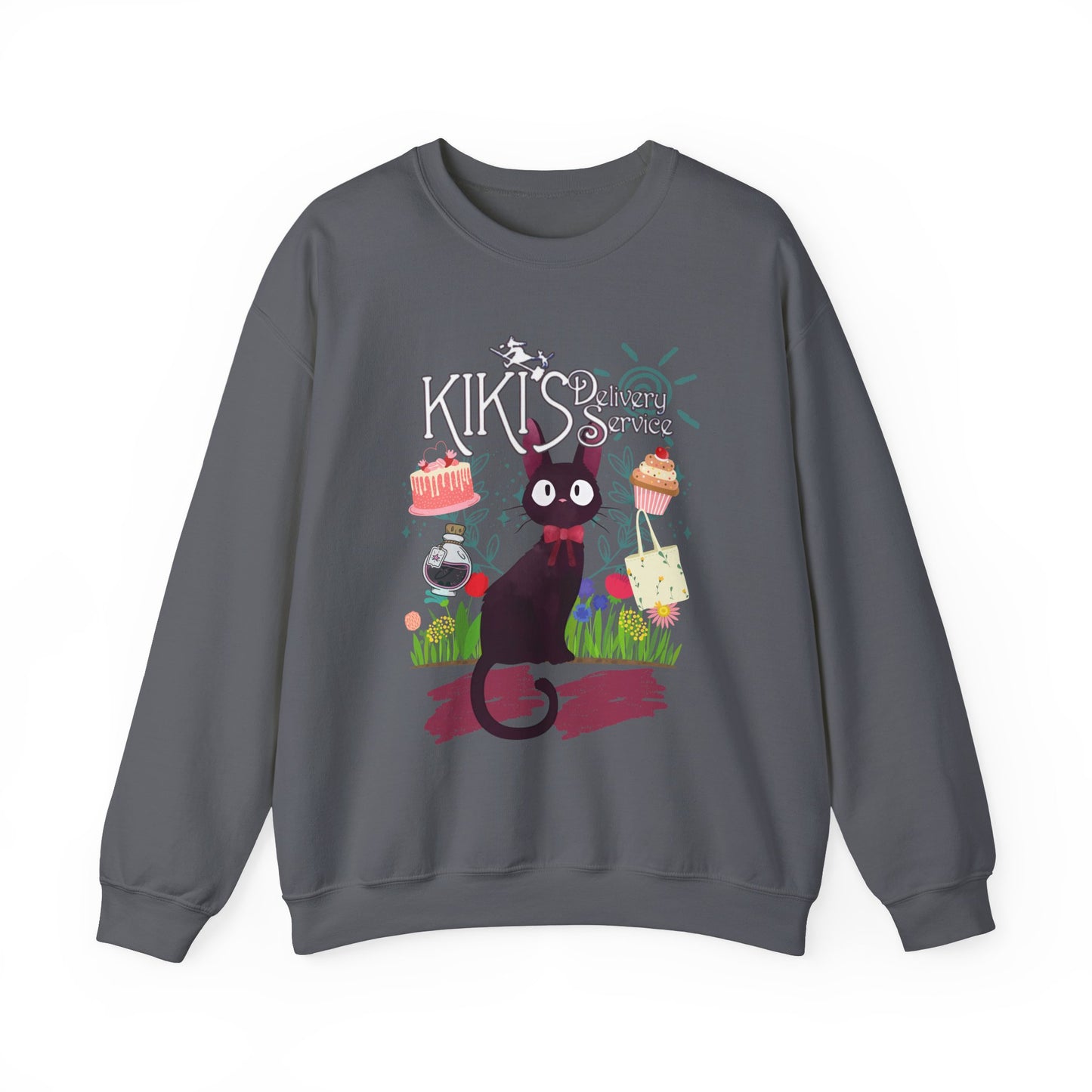 Jiji Collage Studio Ghibli Sweatshirt – Cozy 100% Cotton Anime Pullover Featuring Kiki’s Cat