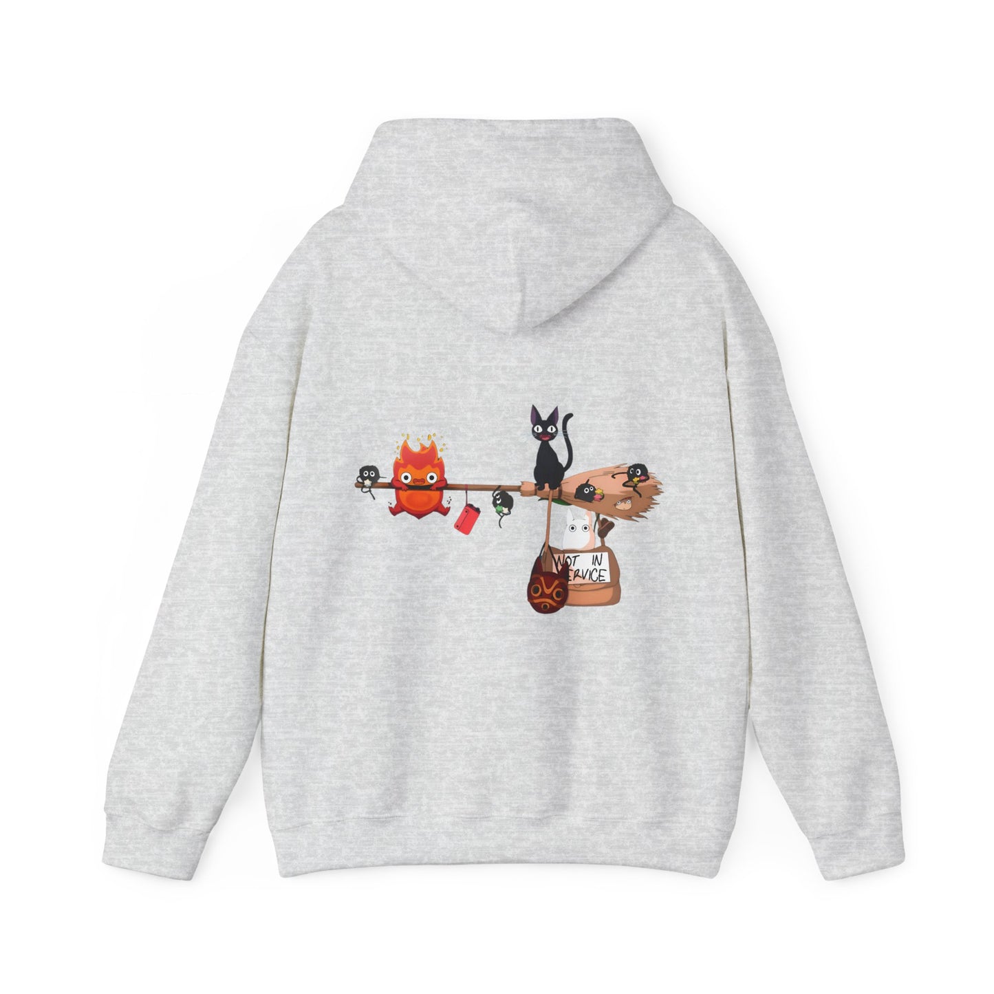 Calcifer Jiji Soot Sprites Back Print Hoodie – 100% Cotton Studio Ghibli Anime Hoodie