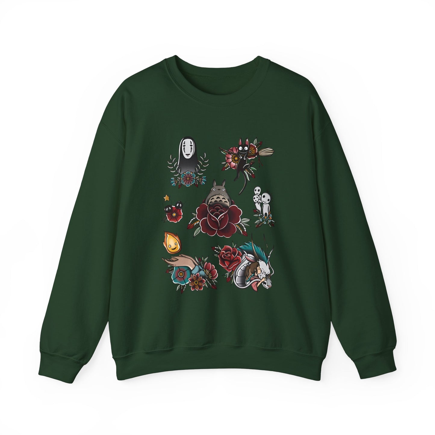 Studio Ghibli Characters Sweatshirt – 100% Cotton Anime Crewneck Featuring Iconic Ghibli Heroes