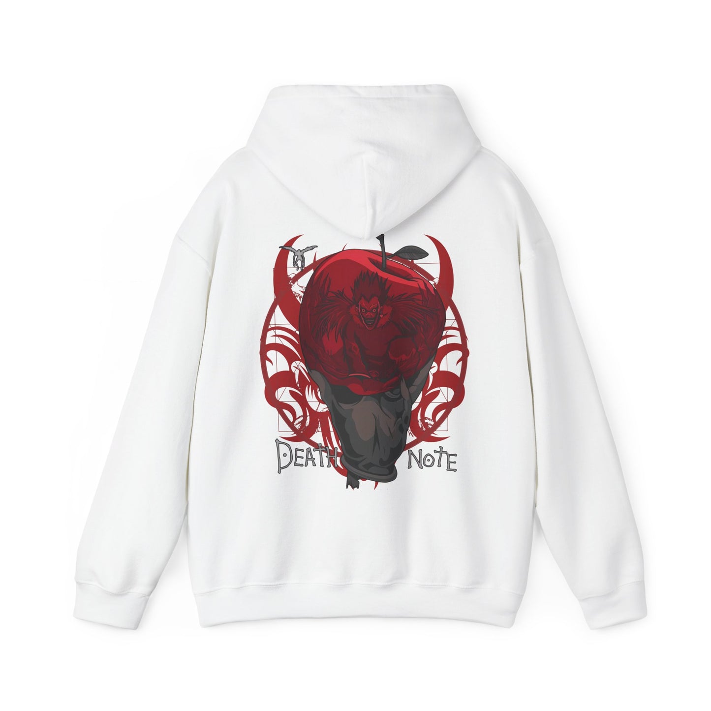 Death Note Apple Back Print Hoodie – 100% Cotton Anime Hoodie with Ryuk Red Apple Design