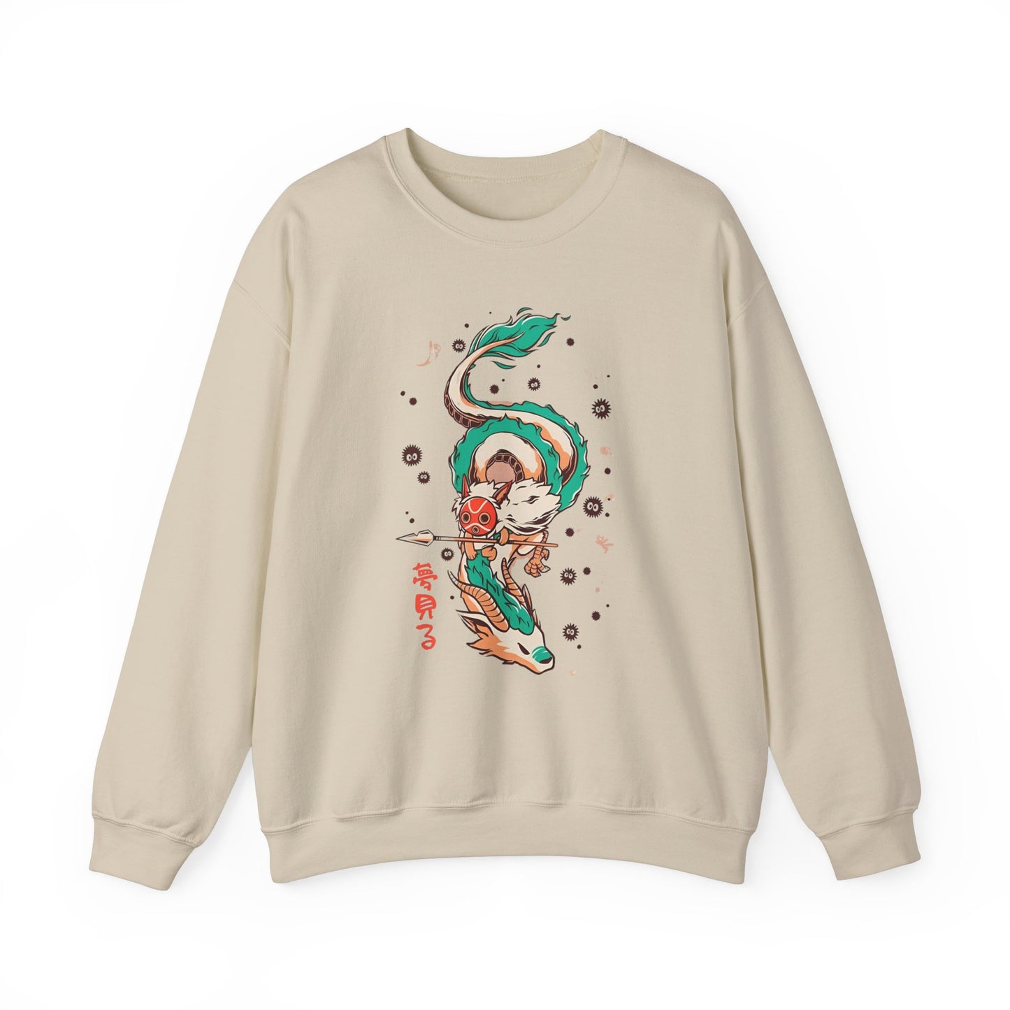 Haku and Princess Mononoke Sweatshirt – 100% Cotton Studio Ghibli Pullover for Anime Fans