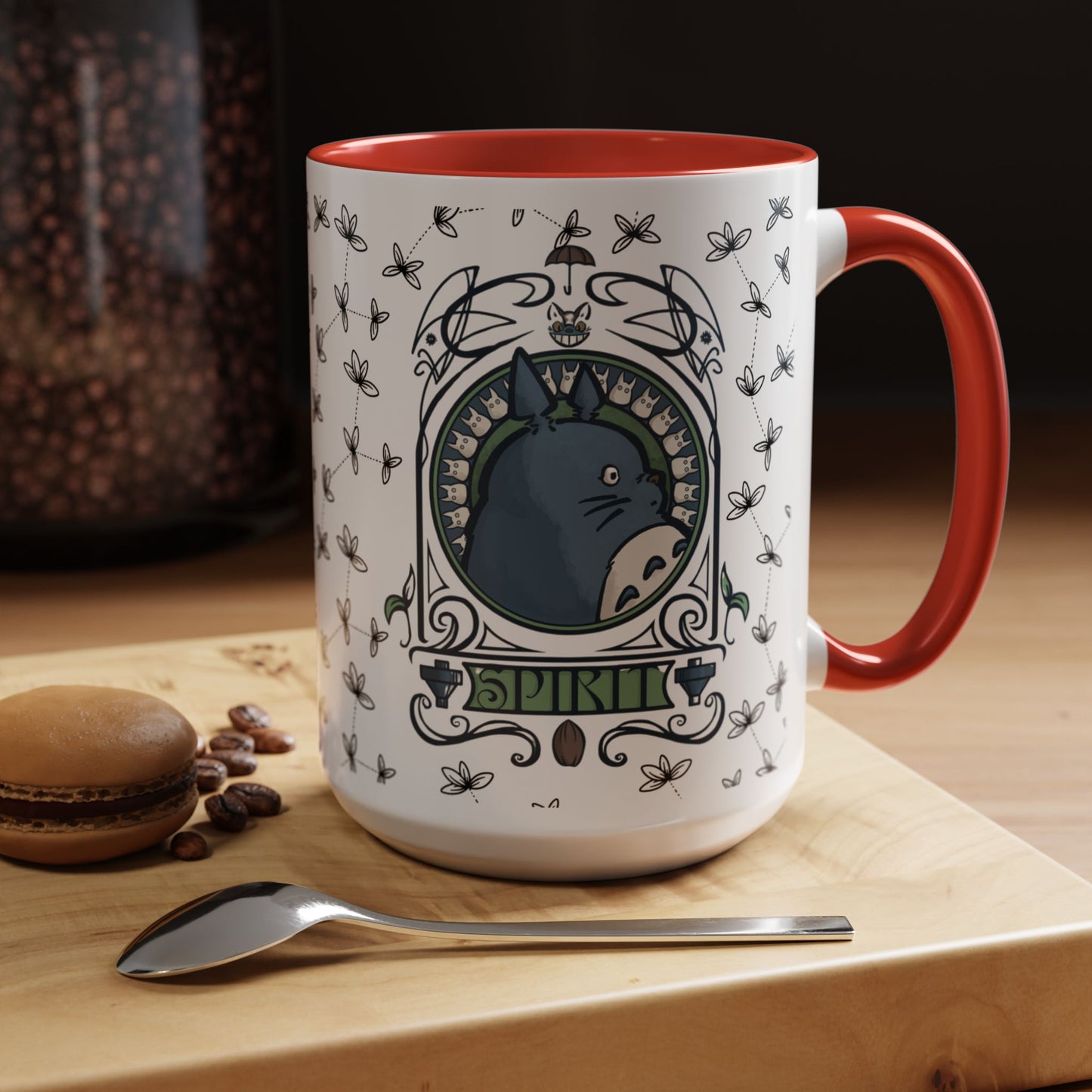Totoro Spirited Ghibli Accent Handle Mug – 11oz & 15oz Anime Cup – Studio Ghibli Coffee Gift