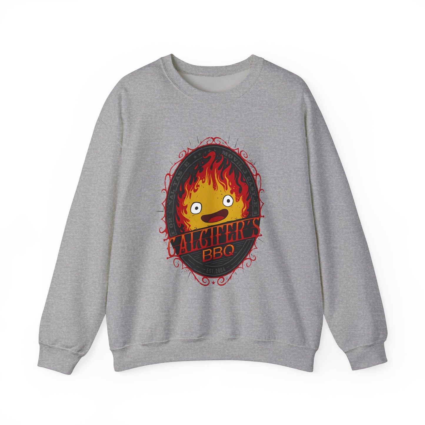 Calcifer BBQ Demon Flame Sweatshirt – 100% Cotton Studio Ghibli Cozy Anime Pullover