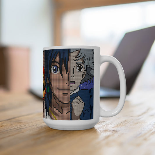 Howl's Moving Castle Pixel Art Mug – Studio Ghibli Coffee Cup 11oz & 15oz – Retro Anime Gift for Fans
