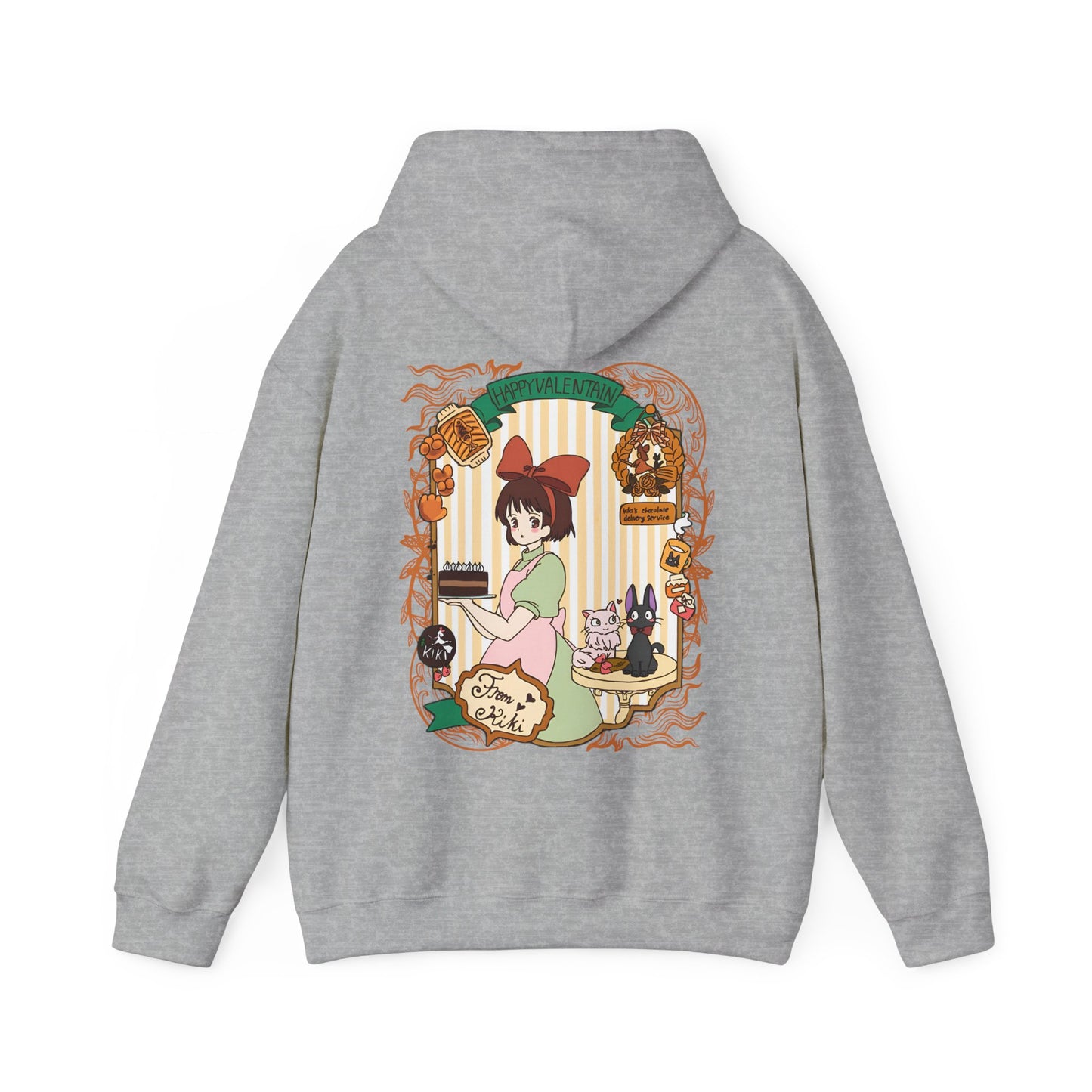 Kiki Happy Back Print Hoodie – 100% Cotton Studio Ghibli Kiki’s Delivery Service Hoodie for Anime Fans