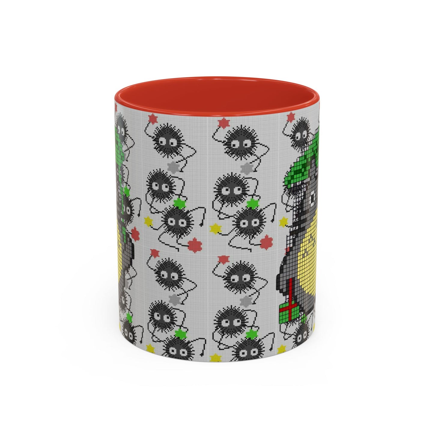 Totoro & Soot Sprites Accent Mug – Color Handle Studio Ghibli Cup – 11oz & 15oz Ceramic Anime Coffee Gift