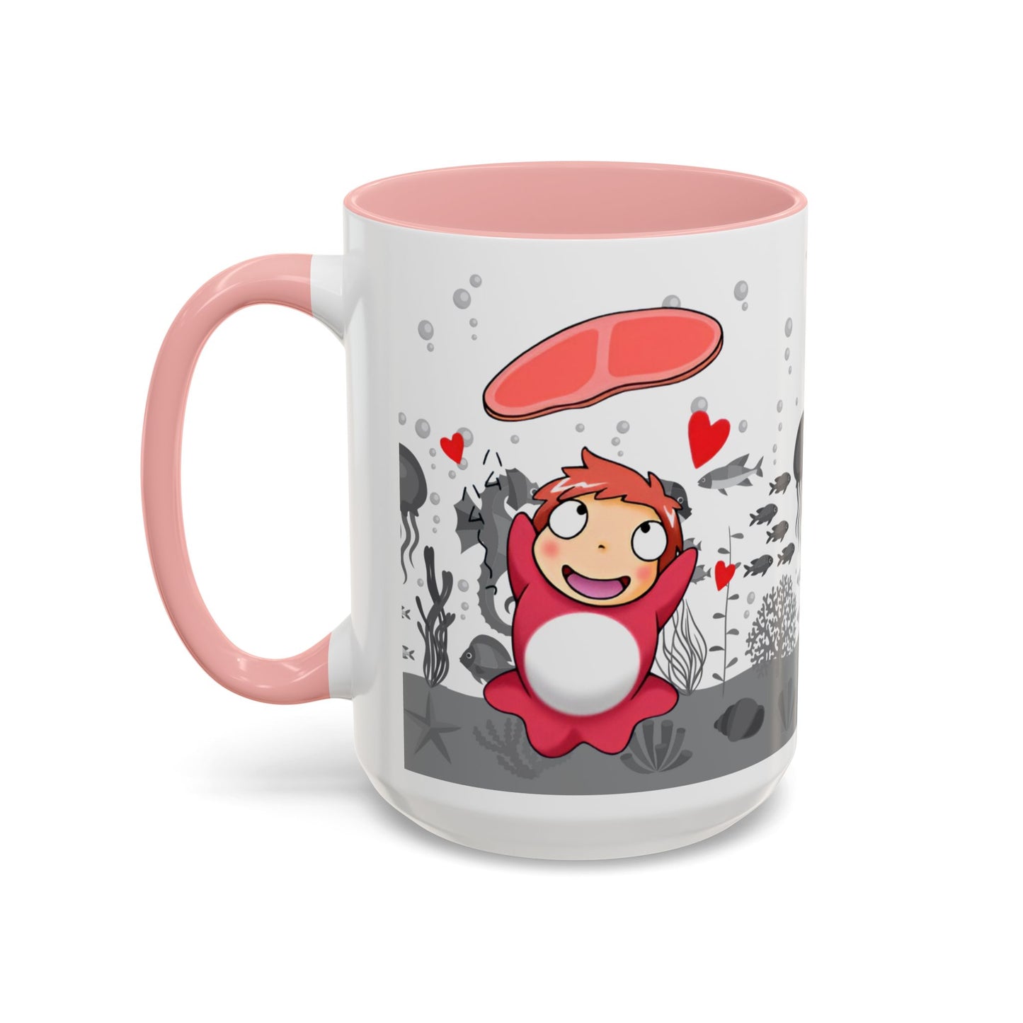 Ponyo Ham Accent Handle Mug – Studio Ghibli Coffee Cup – 11oz & 15oz Anime Gift for Fans