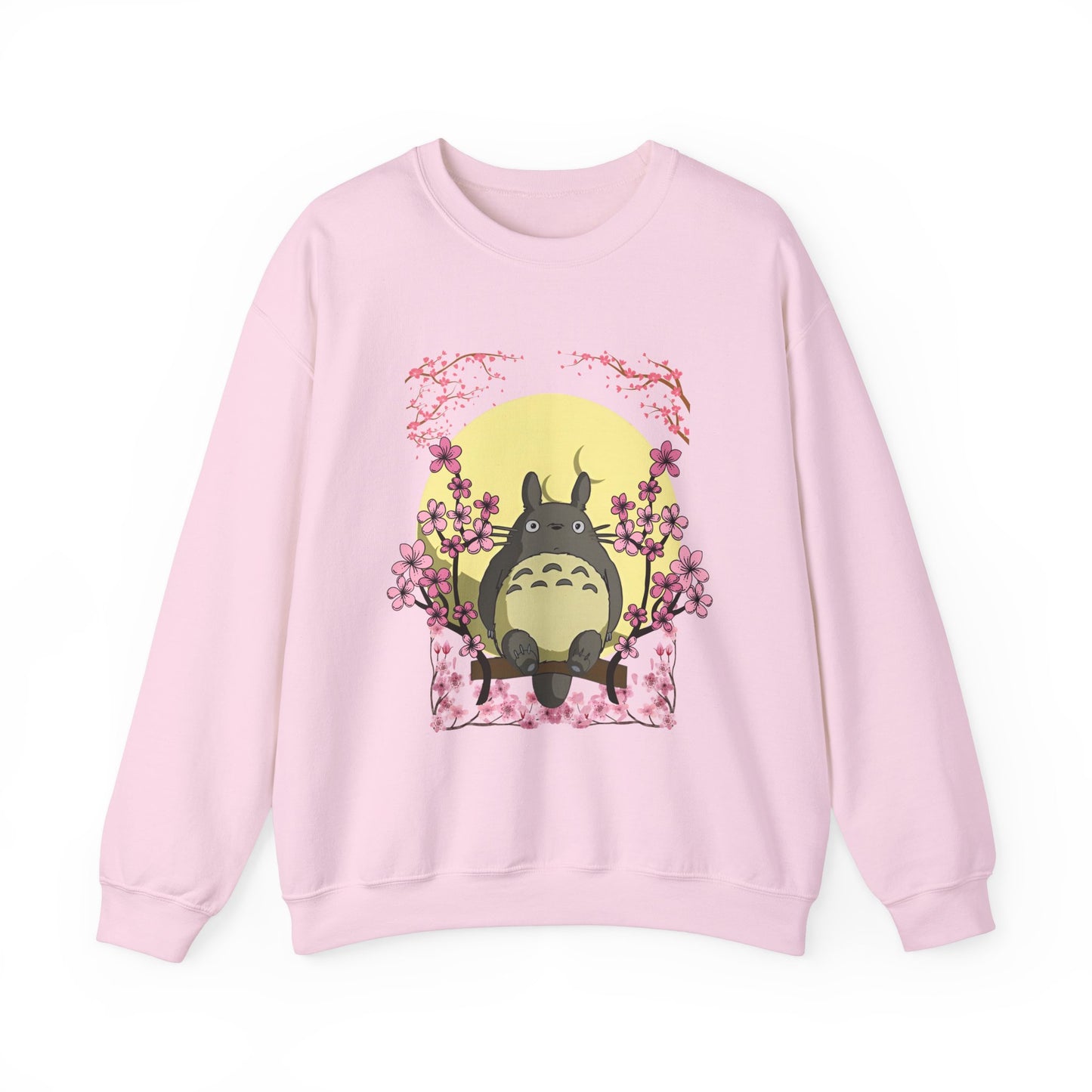 Totoro Sakura Moon Sweatshirt – Cozy 100% Cotton Studio Ghibli Cherry Blossom Pullover