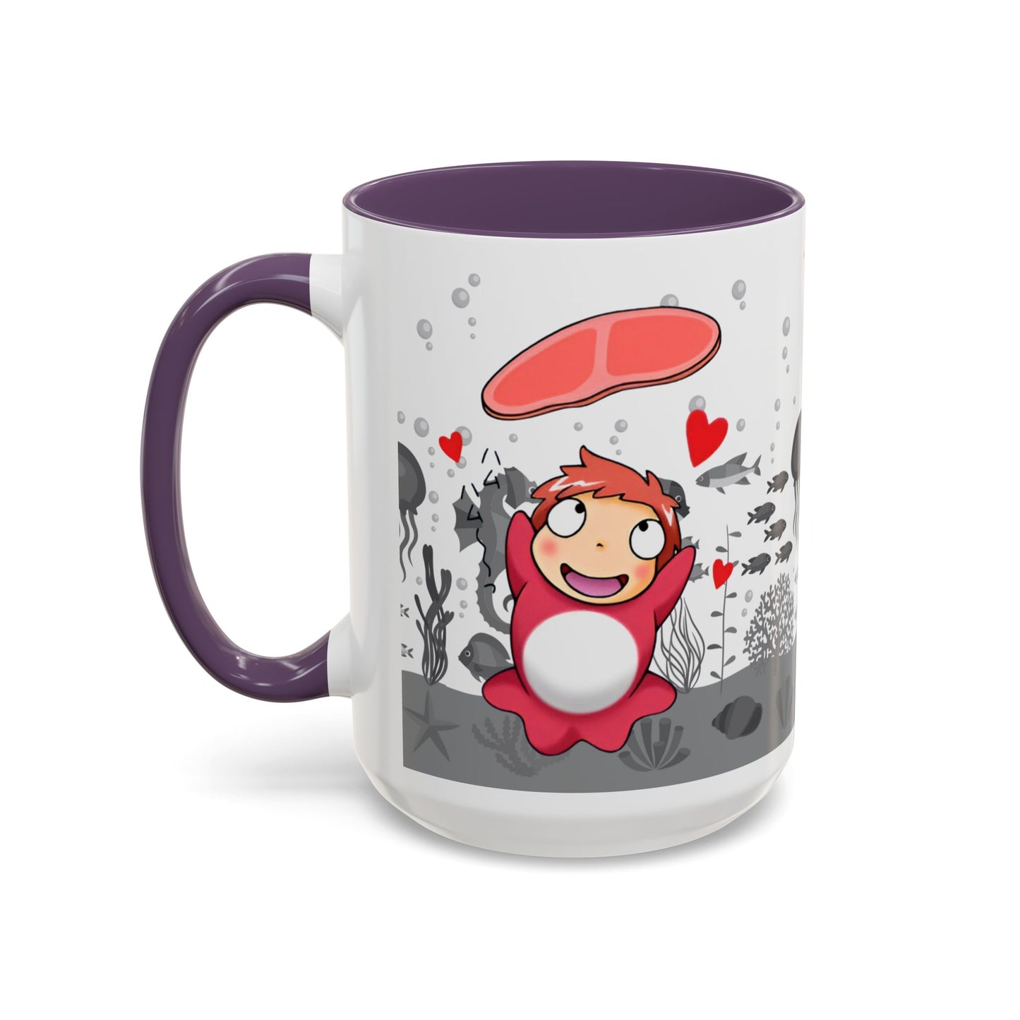 Ponyo Ham Accent Handle Mug – Studio Ghibli Coffee Cup – 11oz & 15oz Anime Gift for Fans
