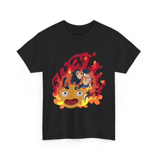 Calcifer Collage T-Shirt 100% Cotton | Howl’s Moving Castle Ghibli Tee