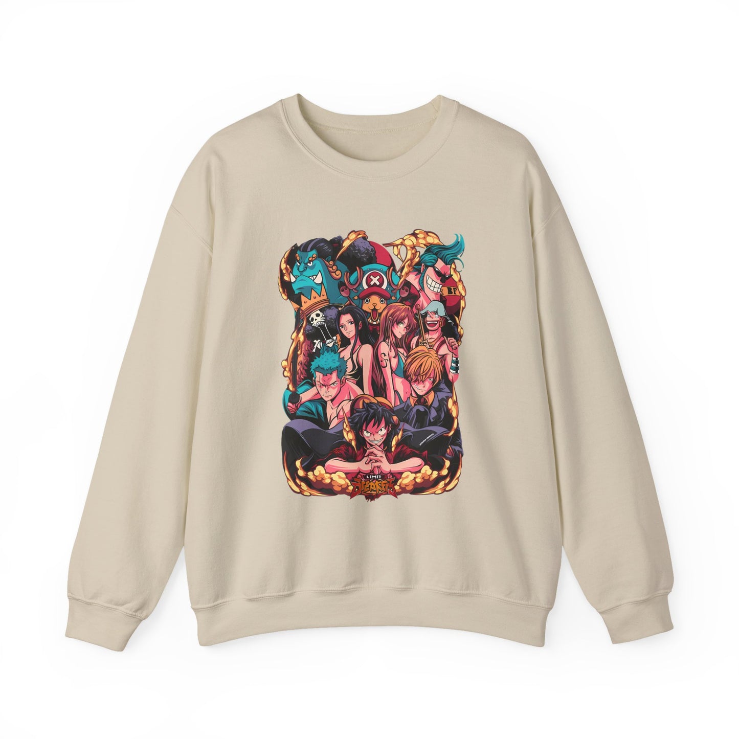One Piece Characters Sweatshirt – 100% Cotton Anime Pullover Featuring Straw Hat Crew