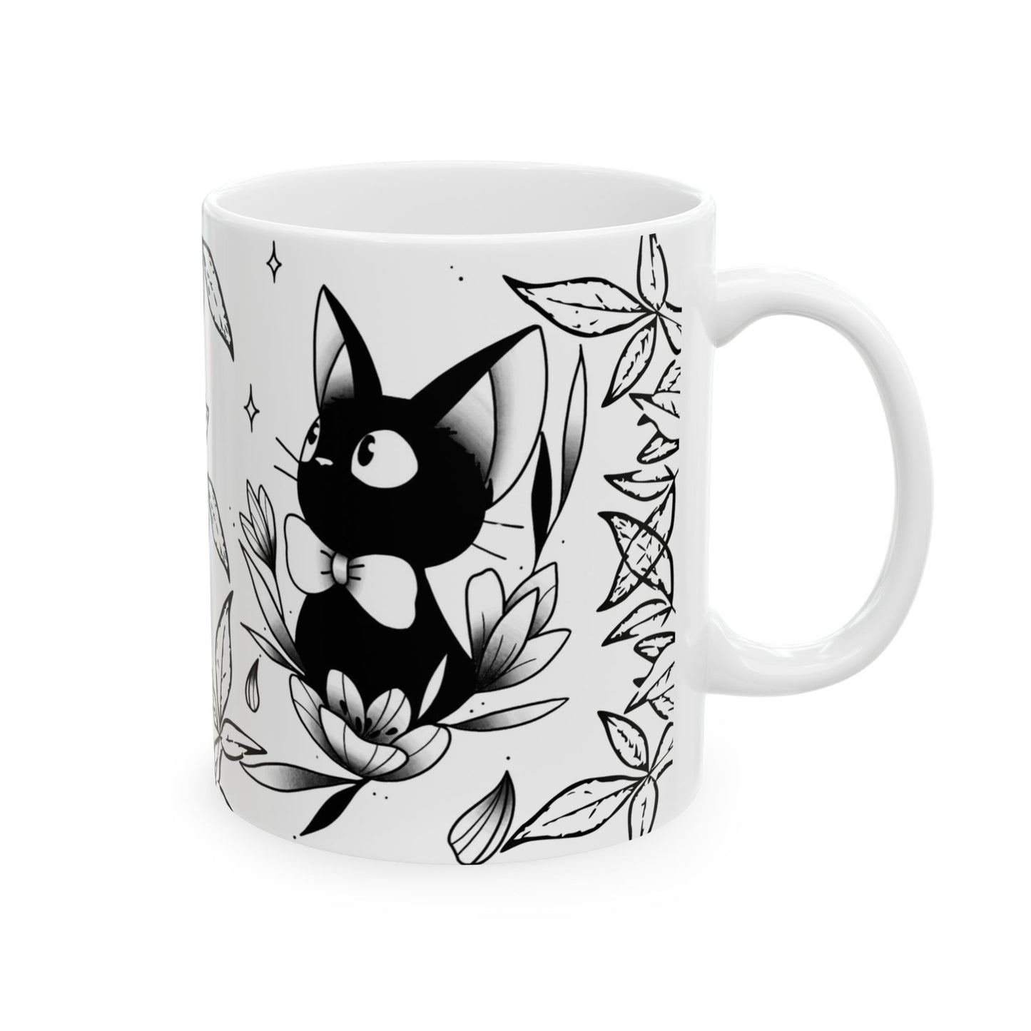 Jiji Cat Studio Ghibli Mug – 11oz & 15oz Ceramic Coffee Cup – Kiki’s Delivery Service Anime Gift