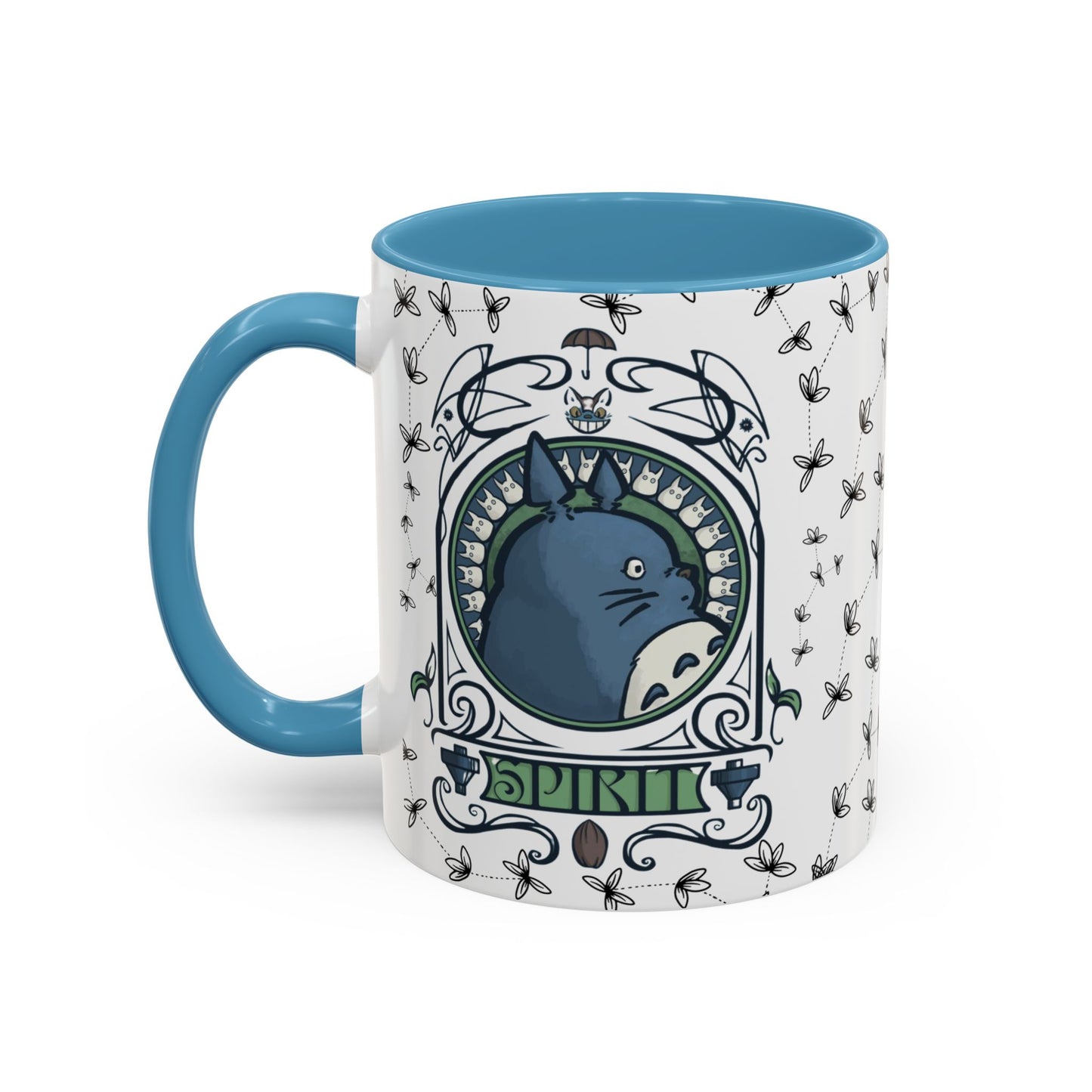 Totoro Spirited Ghibli Accent Handle Mug – 11oz & 15oz Anime Cup – Studio Ghibli Coffee Gift