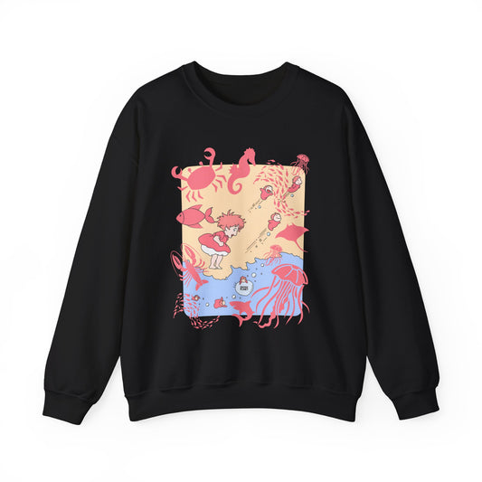 Ponyo Sea World Sweatshirt – 100% Cotton Studio Ghibli Ocean Anime Pullover
