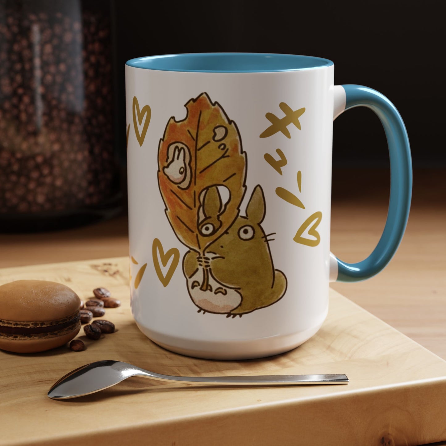 Cute Totoro Accent Mug – Studio Ghibli Color Handle Cup 11oz & 15oz – Kawaii Anime Coffee Mug Gift