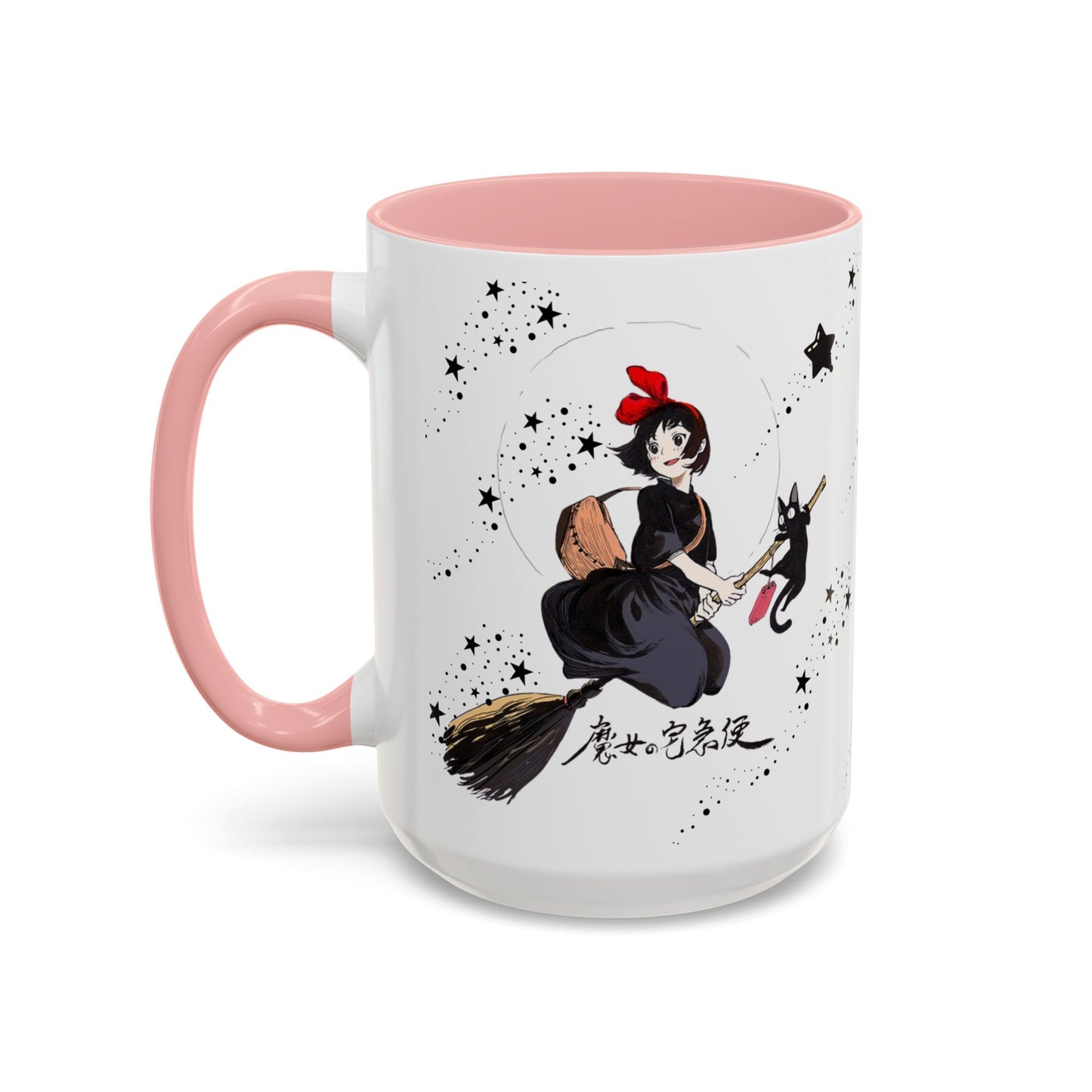 Kiki’s Delivery Service Accent Mug – 11oz & 15oz Ceramic Cup with Colored Handle – Studio Ghibli Anime Gift