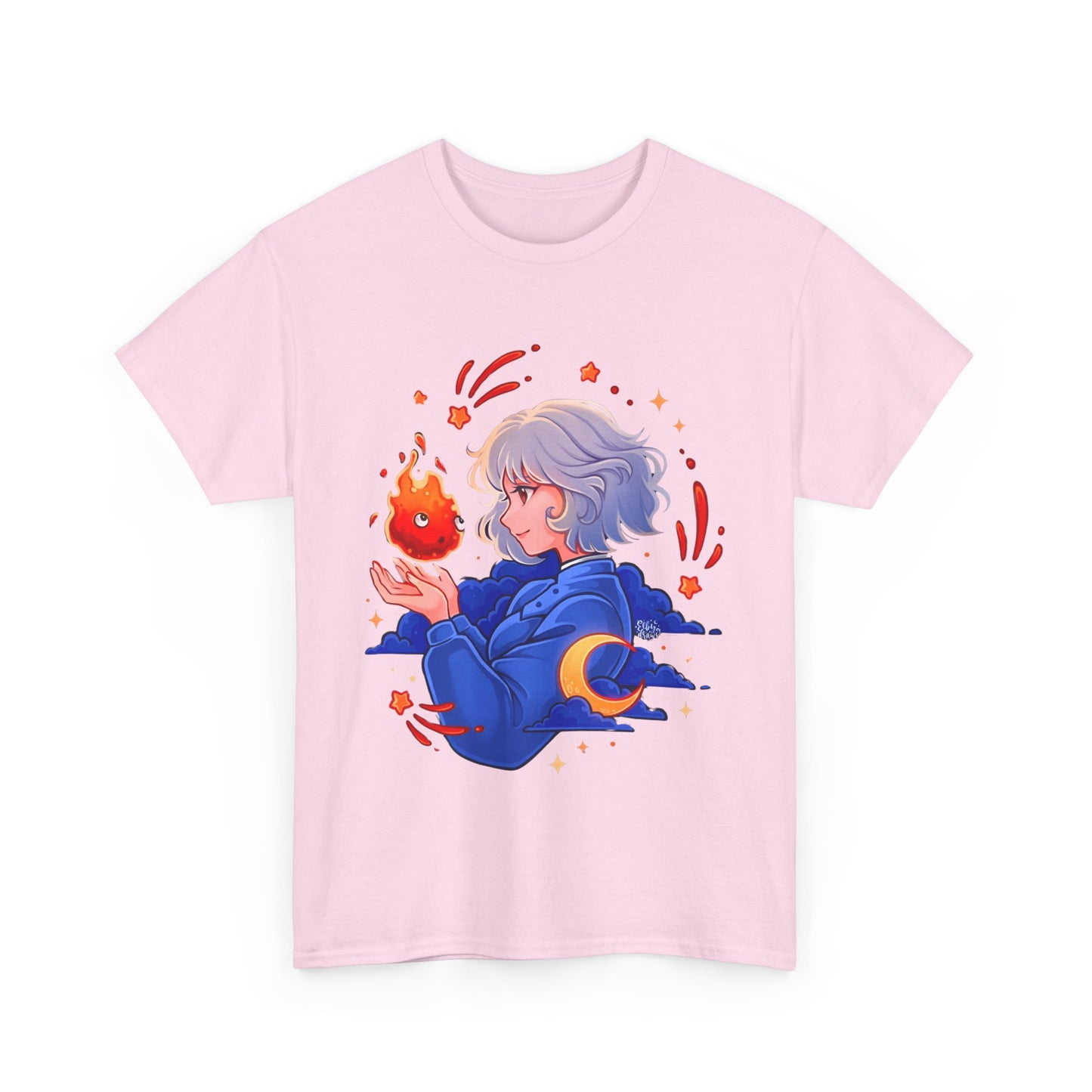 Calcifer and Sophie T-Shirt 100% Cotton Studio Ghibli Fan Tee