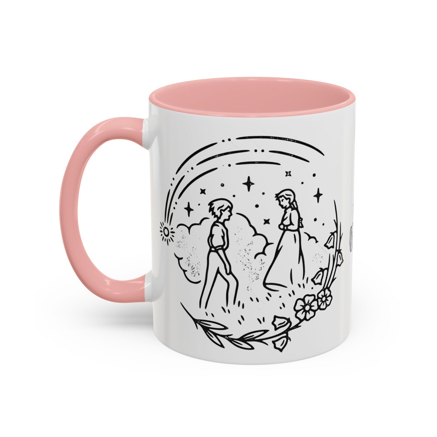 Calcifer Accent Mug – Howl’s Moving Castle Cup with Colored Handle – Studio Ghibli Gift 11oz & 15oz