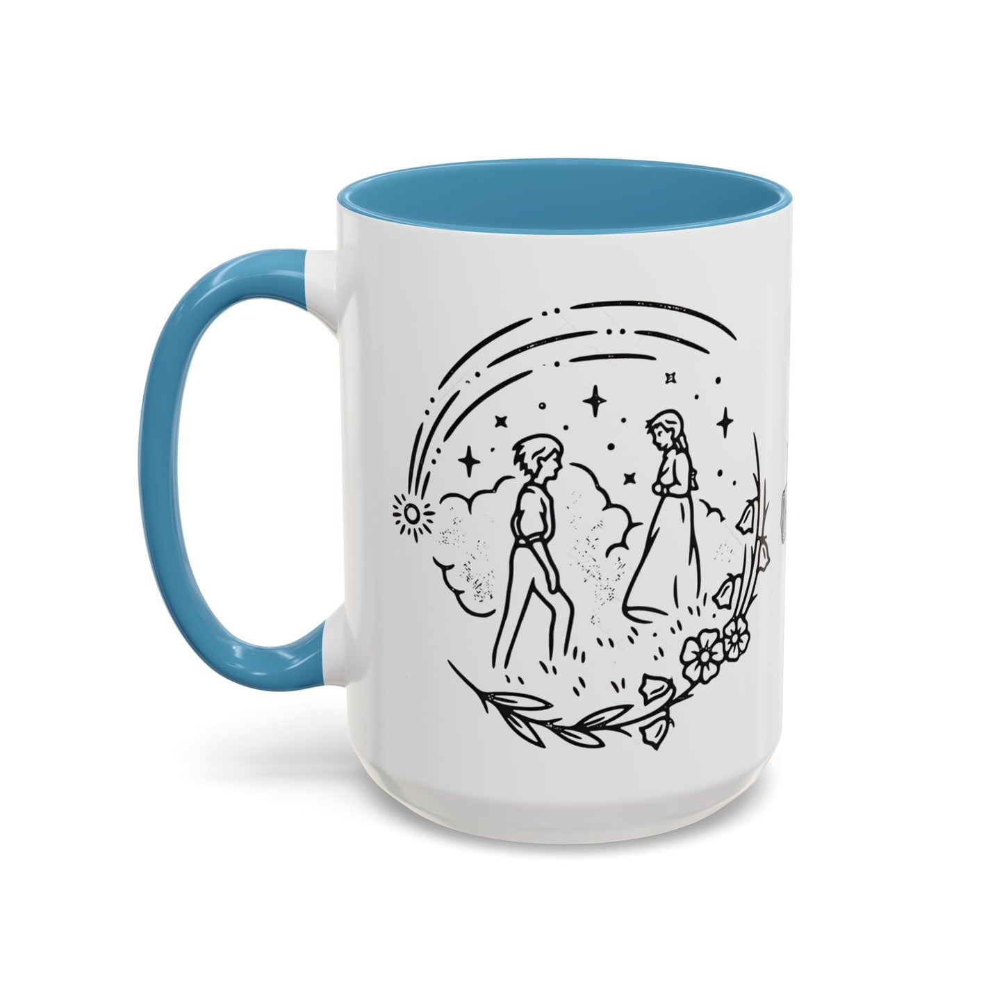 Calcifer Accent Mug – Howl’s Moving Castle Cup with Colored Handle – Studio Ghibli Gift 11oz & 15oz