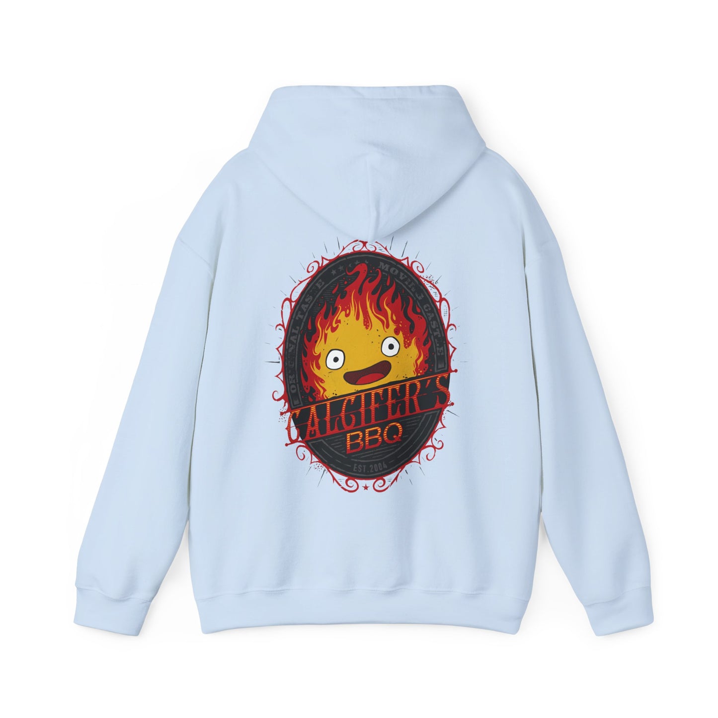 Calcifer BBQ Demon Flame Back Print Hoodie – 100% Cotton Studio Ghibli Fire Demon Hoodie