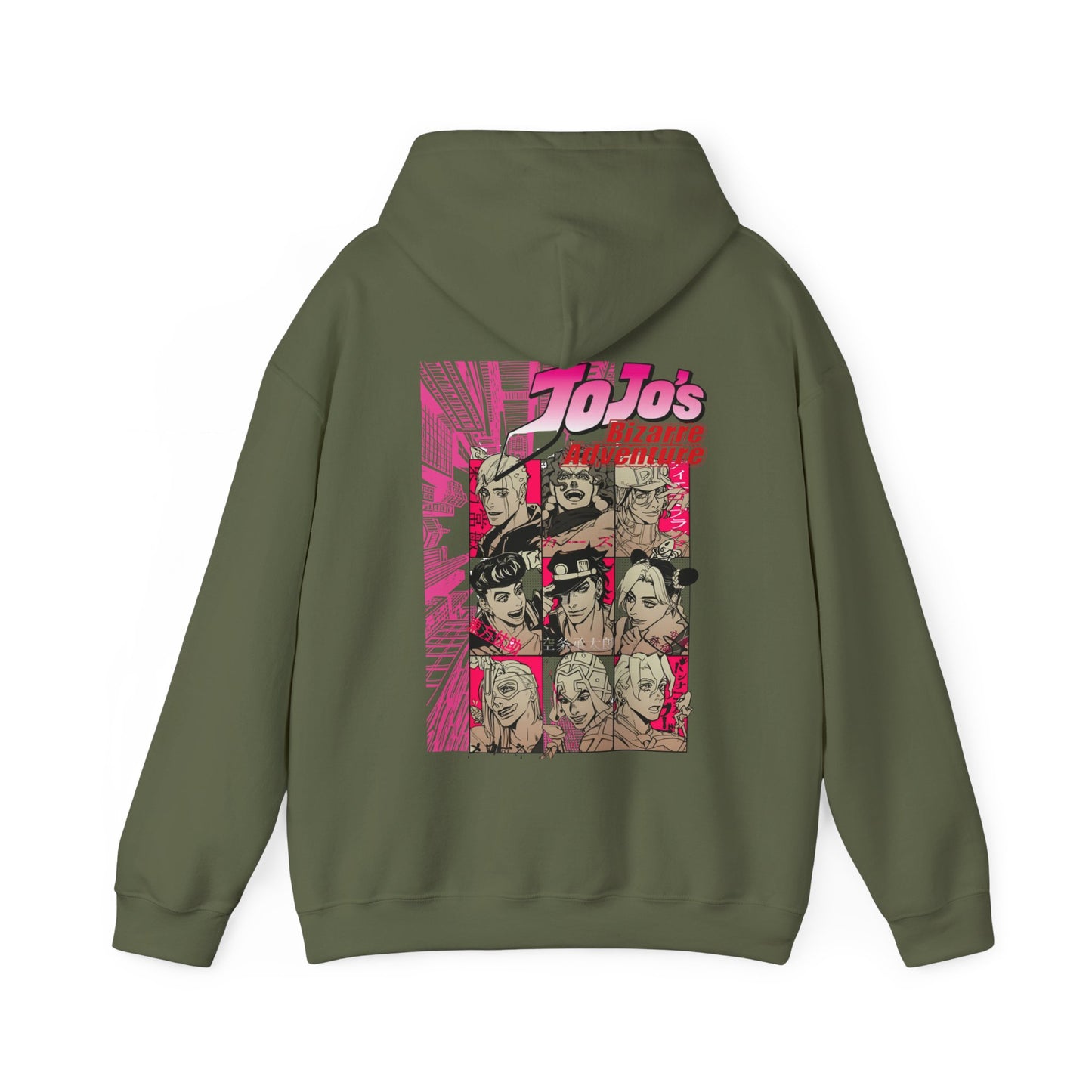 JoJo’s Bizarre Adventure Back Print Hoodie – 100% Cotton Anime Pullover with Stand & Joestar Back Design – Otaku Streetwear