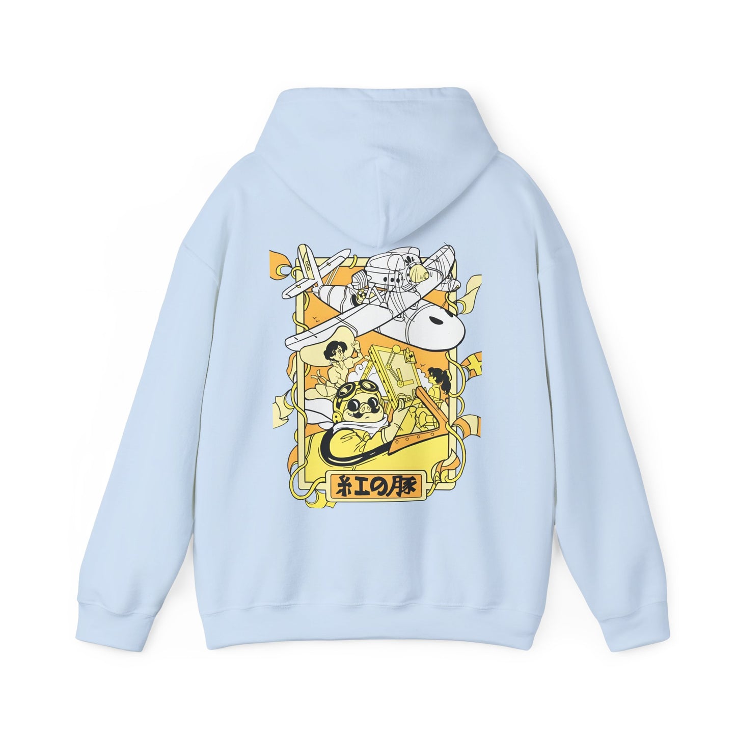 Porco Rosso Back Print Hoodie – 100% Cotton Studio Ghibli Vintage Anime Hoodie