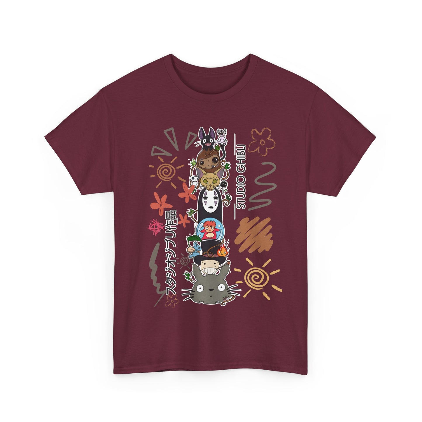 Characters Ghibli T-Shirt 100% Cotton Studio Ghibli Anime Tee