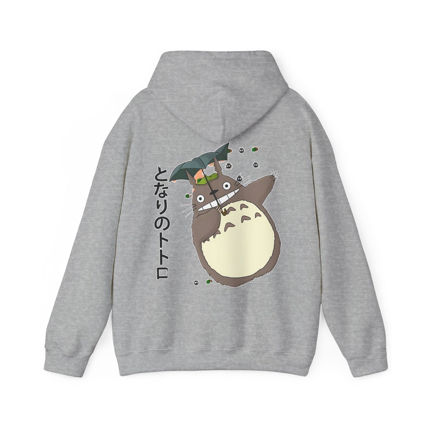 Totoro Funny Face Hoodie with Back Print – 100% Cotton Studio Ghibli Hoodie for Anime Fans