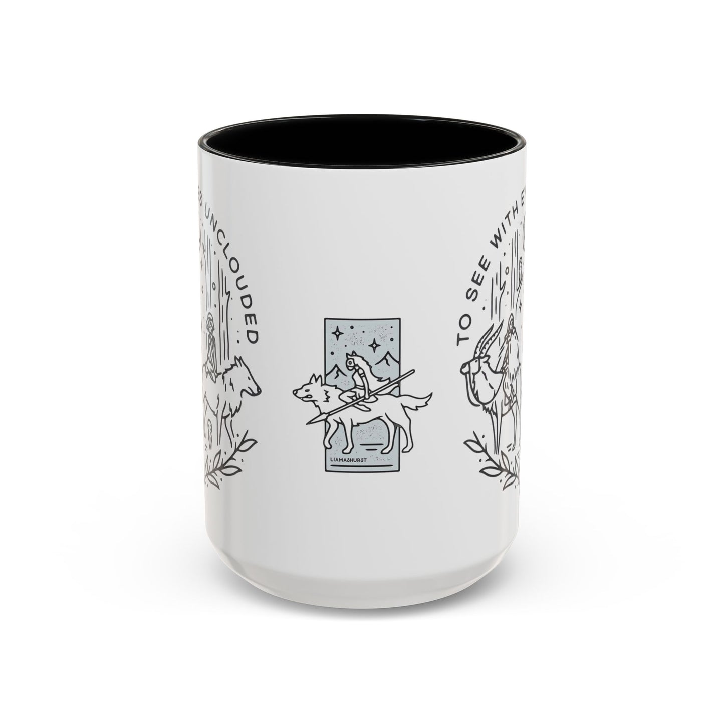 Princess Mononoke Art Accent Mug – Studio Ghibli Coffee Cup with Colored Handle – 11oz & 15oz Ceramic Anime Gift