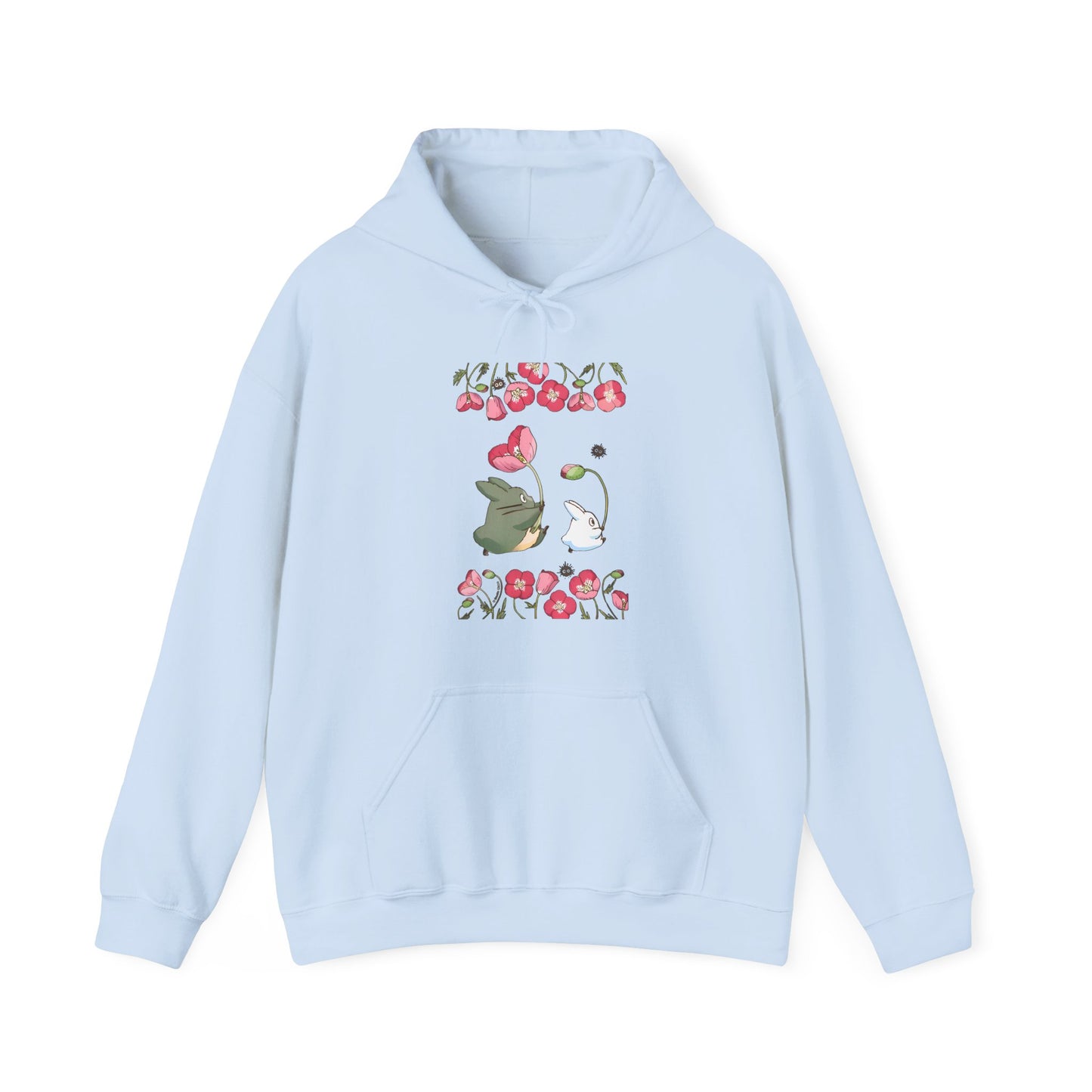 Totoro Cute Flowers Hoodie – 100% Cotton Studio Ghibli Inspired Sweatshirt for Anime Lovers