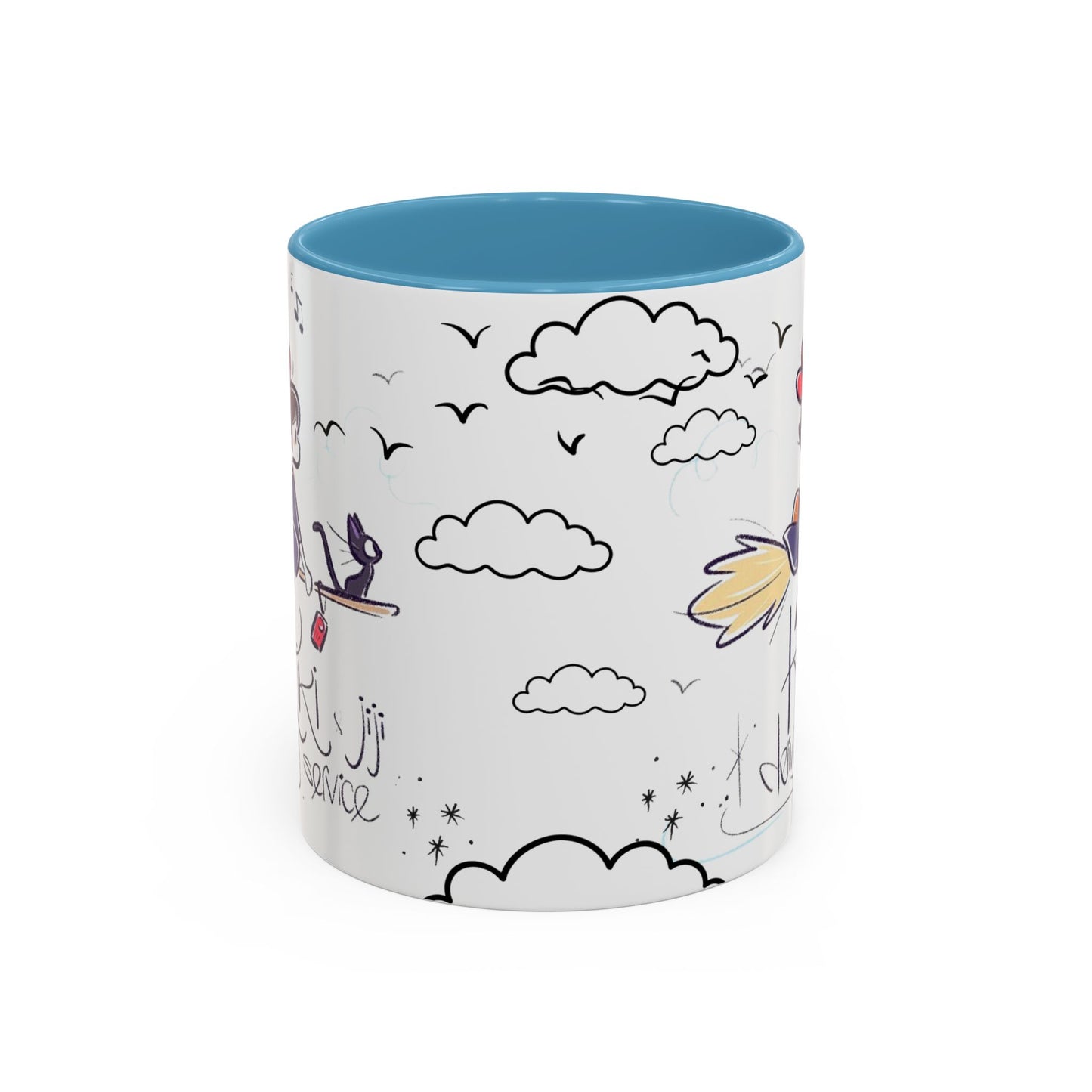 Kiki's Delivery Service Sketch Accent Mug – Studio Ghibli Ceramic Cup – 11oz & 15oz Anime Gift