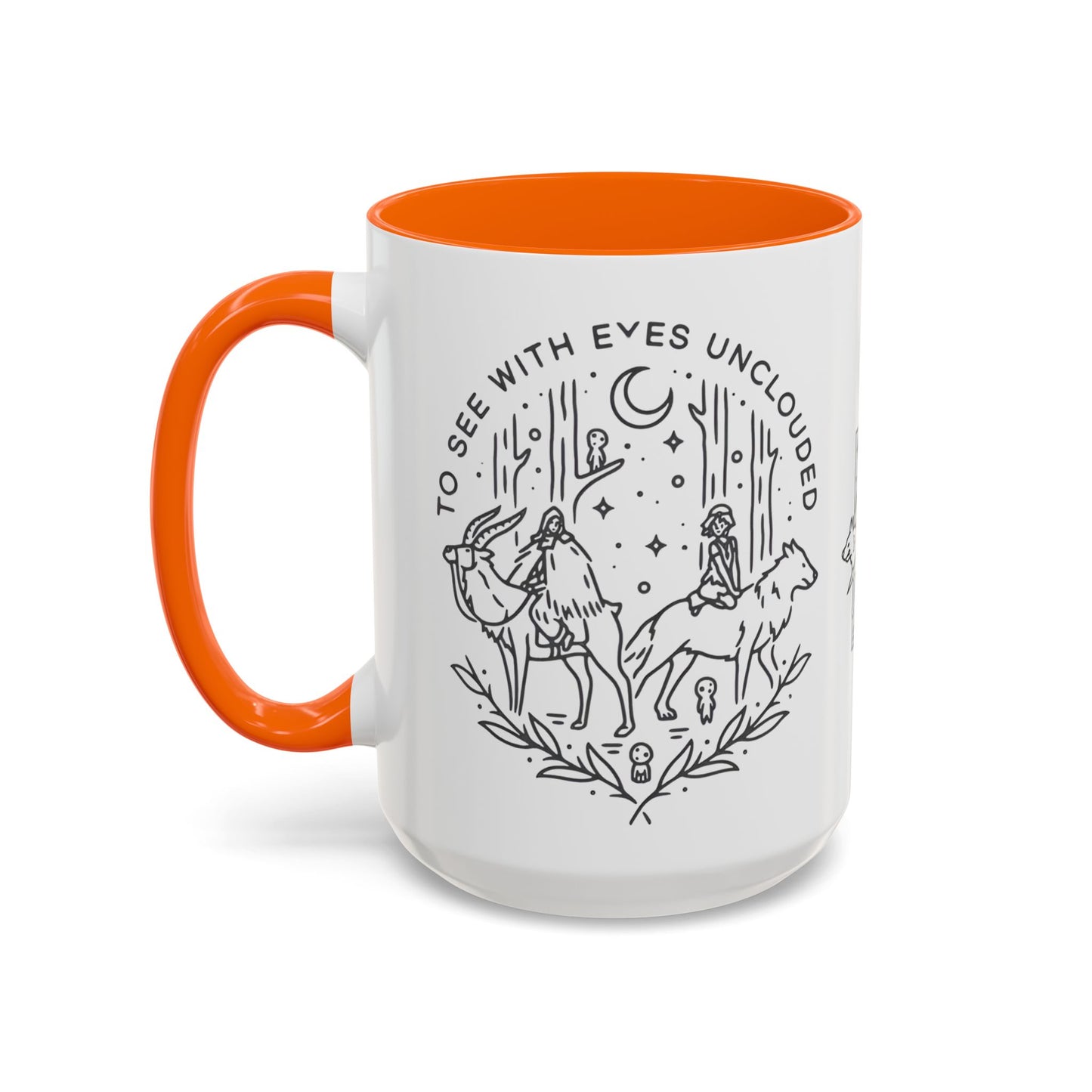Princess Mononoke Art Accent Mug – Studio Ghibli Coffee Cup with Colored Handle – 11oz & 15oz Ceramic Anime Gift