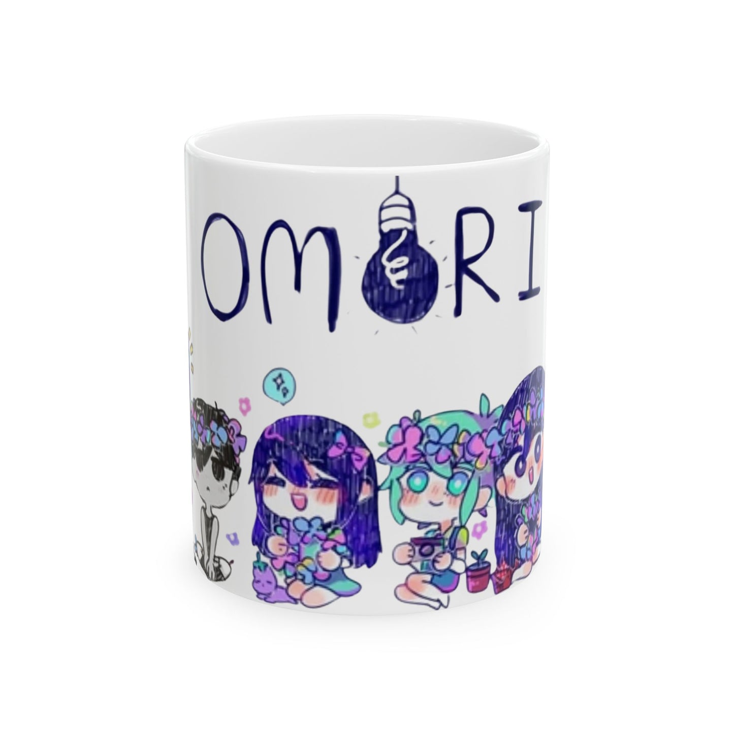 Family Omori Mug – Cute Omori Characters Ceramic Cup – 11oz & 15oz Coffee Mug for Anime and Game Fans