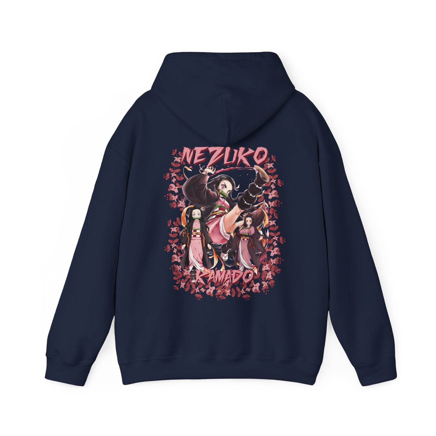 Nezuko Kamado Pink Flowers Back Print Hoodie – 100% Cotton Anime Hoodie for Demon Slayer Fans
