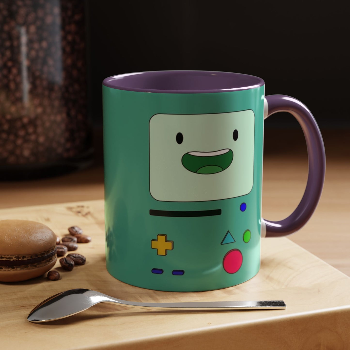 BMO Adventure Time Accent Handle Mug – Colorful Beemo Cup – 11oz & 15oz Ceramic Gift for Cartoon Fans