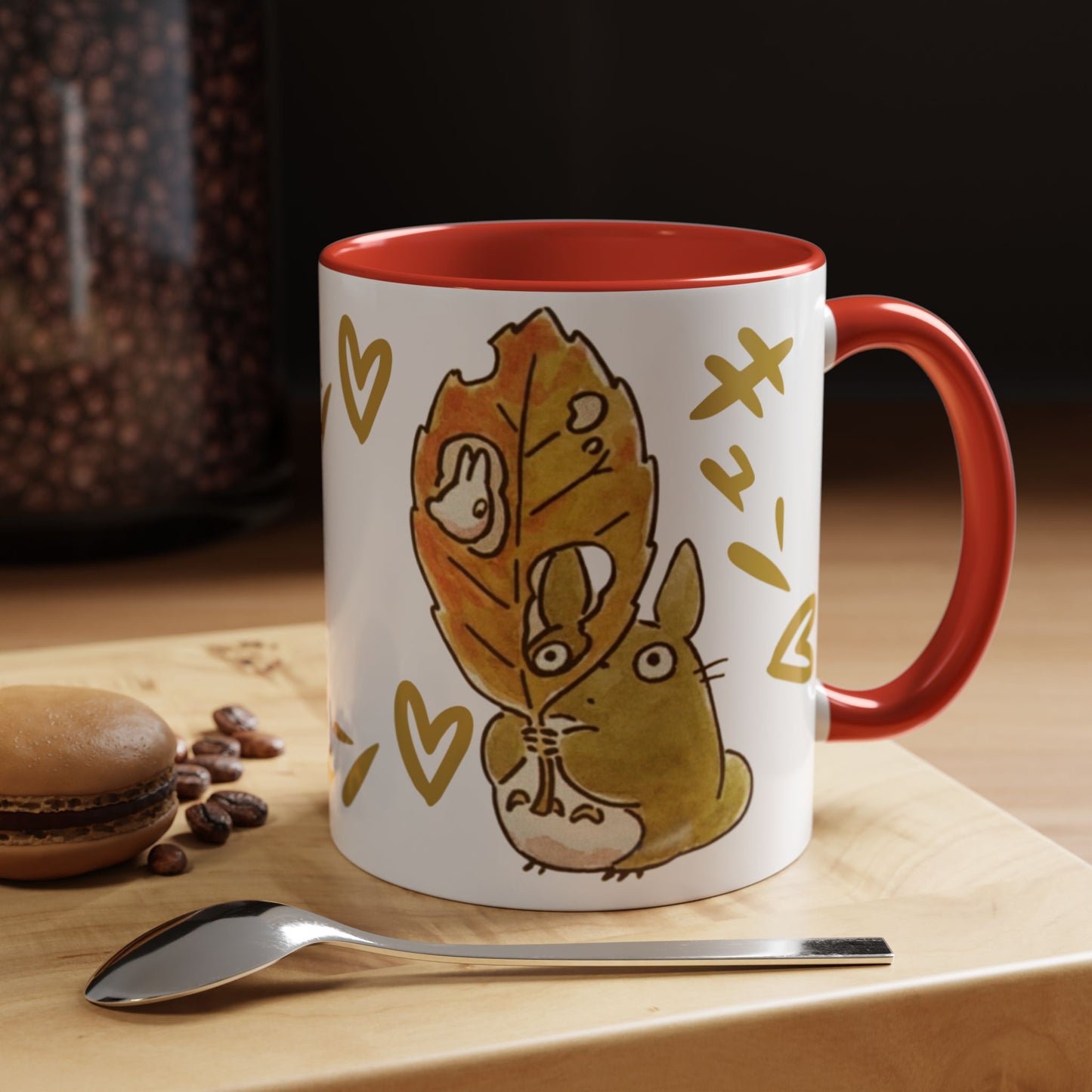 Cute Totoro Accent Mug – Studio Ghibli Color Handle Cup 11oz & 15oz – Kawaii Anime Coffee Mug Gift