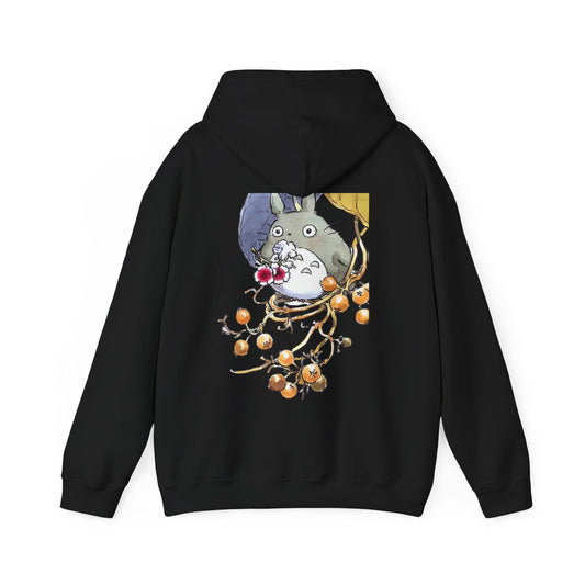 My Neighbor Totoro with Flowers Back Print Hoodie – 100% Cotton Studio Ghibli Floral Hoodie
