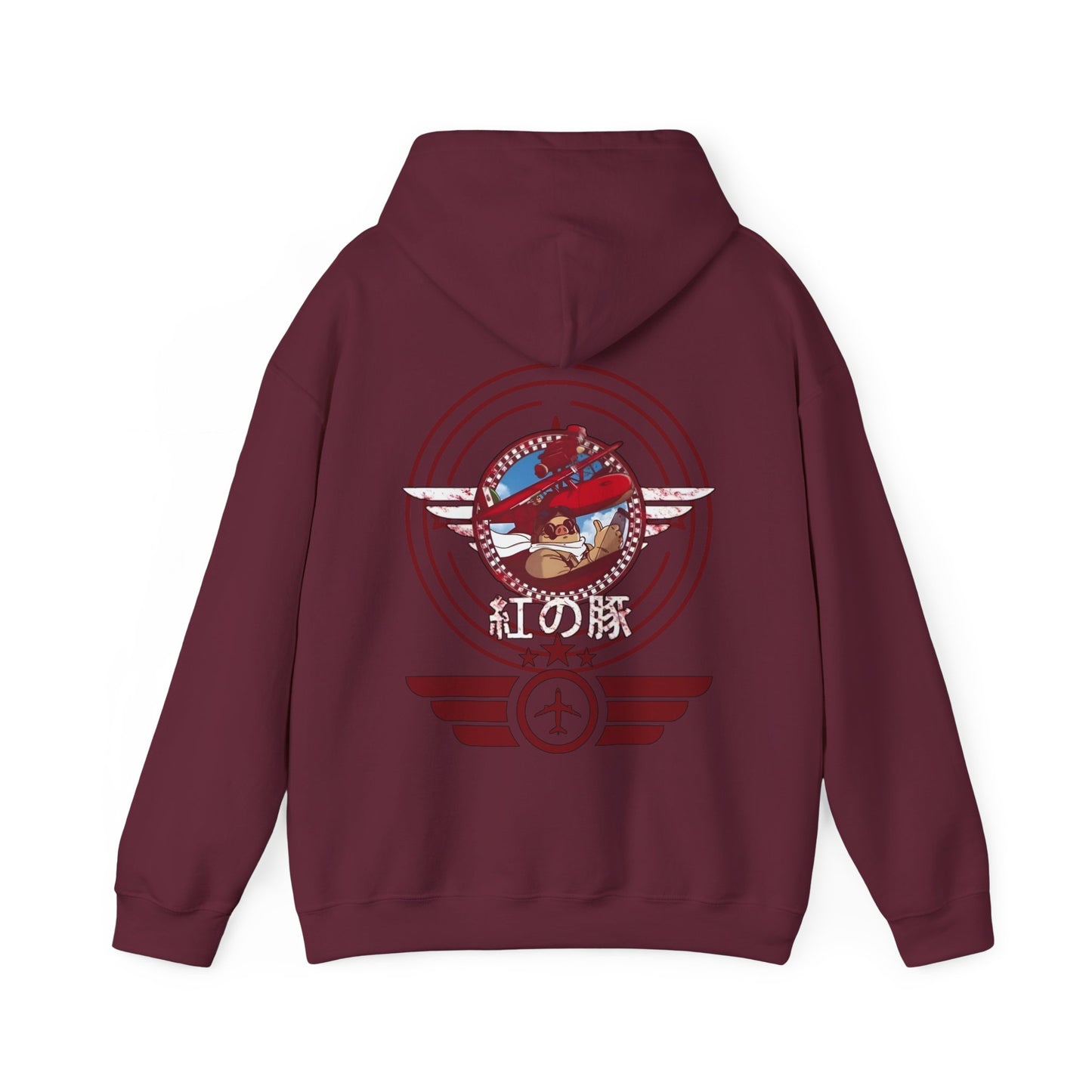 Porco Rosso Aviator Hoodie with Back Print – 100% Cotton Studio Ghibli Pilot Anime Sweatshirt