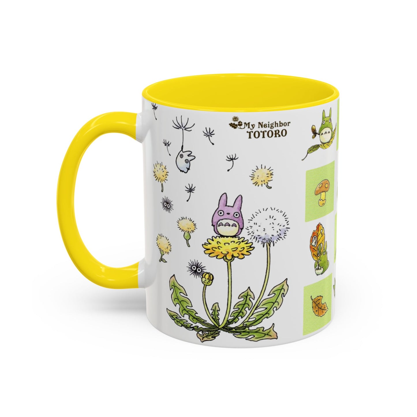 Totoro Green Accent Mug – Studio Ghibli Color Handle Coffee Cup – 11oz & 15oz Ceramic Gift for Anime Fans
