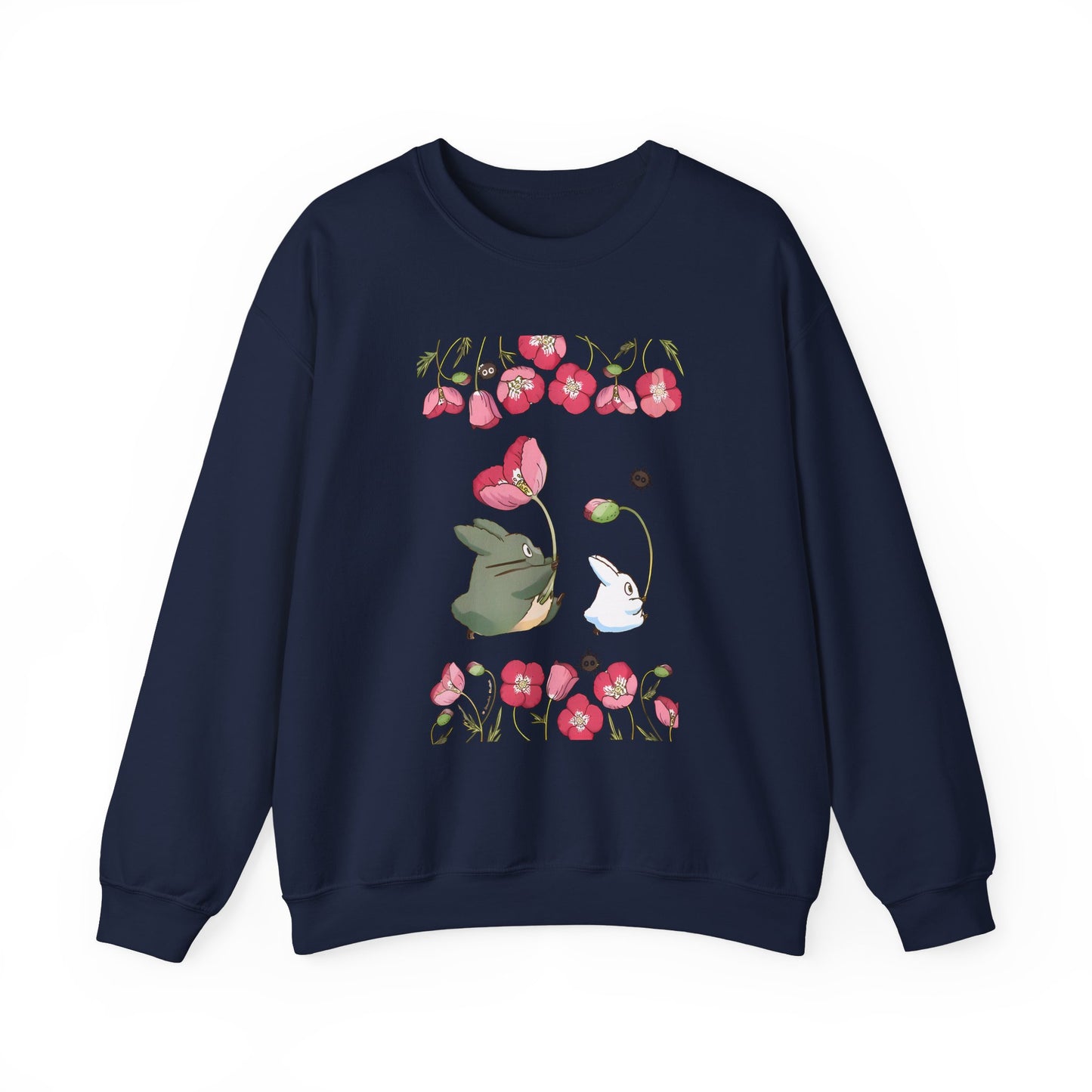 Totoro Cute Flowers Sweatshirt – 100% Cotton Studio Ghibli Cozy Anime Pullover