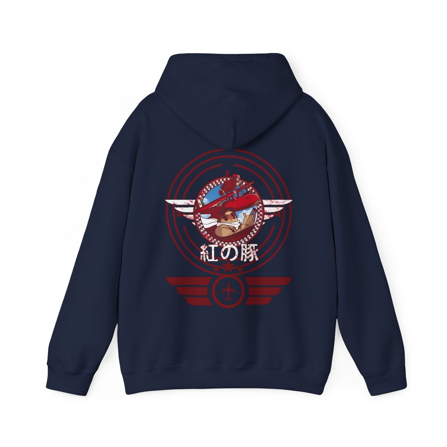 Porco Rosso Aviator Hoodie with Back Print – 100% Cotton Studio Ghibli Pilot Anime Sweatshirt