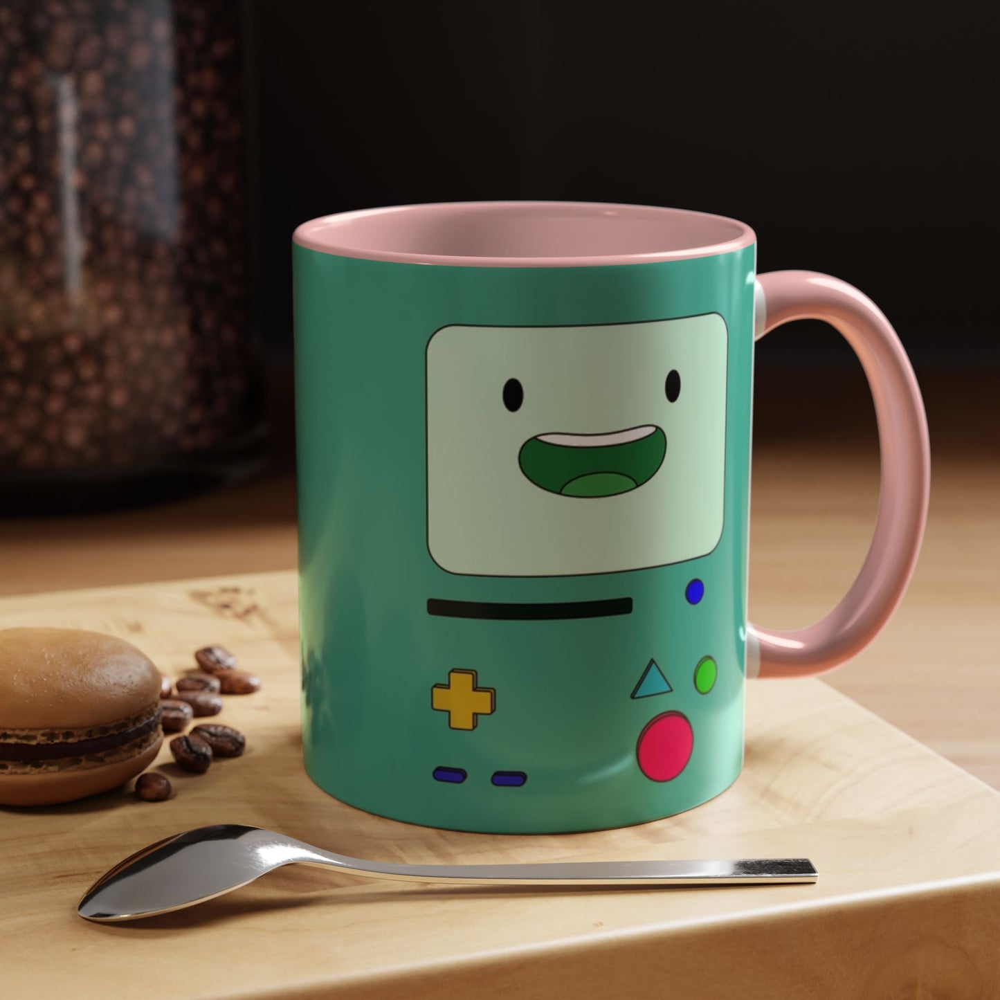 BMO Adventure Time Accent Handle Mug – Colorful Beemo Cup – 11oz & 15oz Ceramic Gift for Cartoon Fans