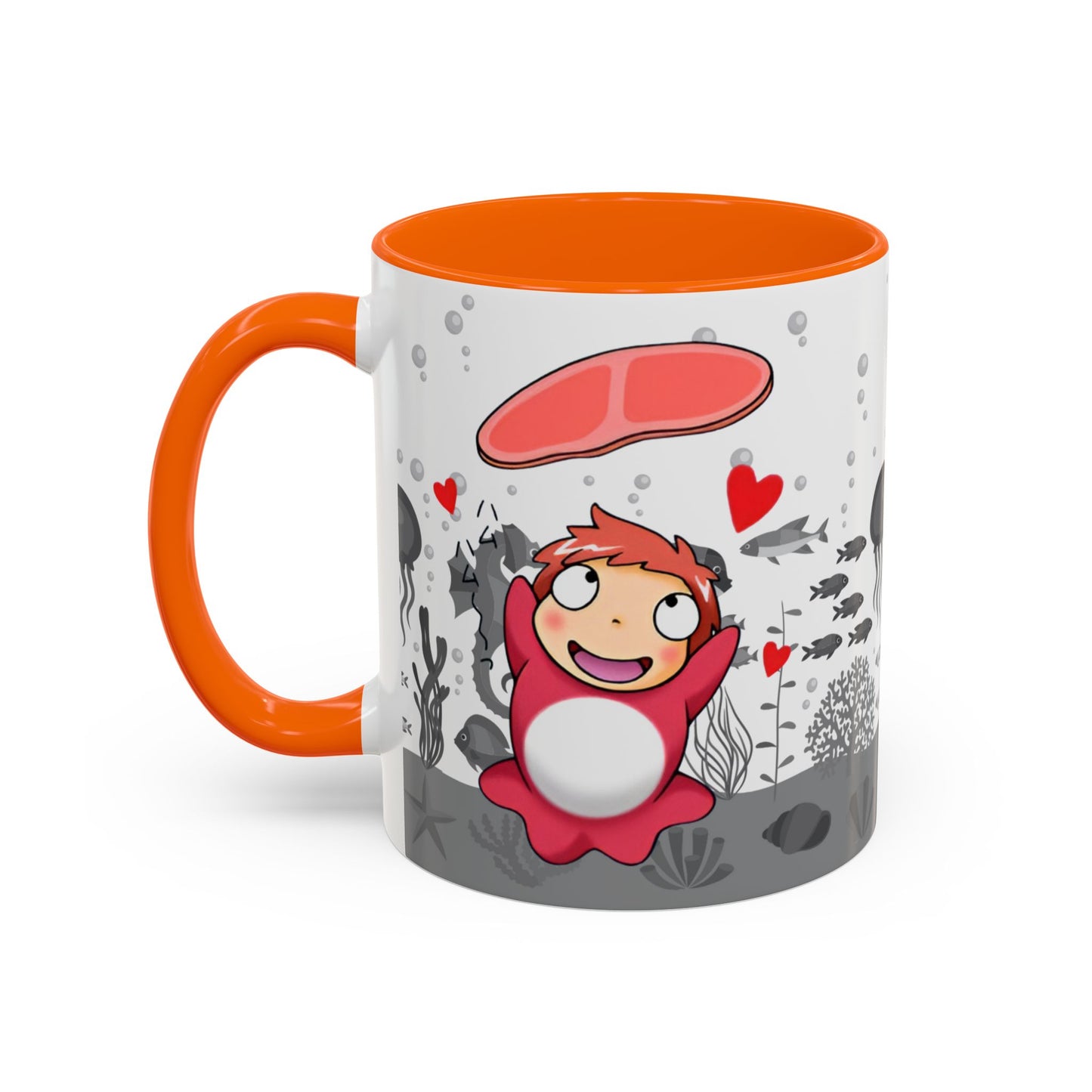 Ponyo Ham Accent Handle Mug – Studio Ghibli Coffee Cup – 11oz & 15oz Anime Gift for Fans