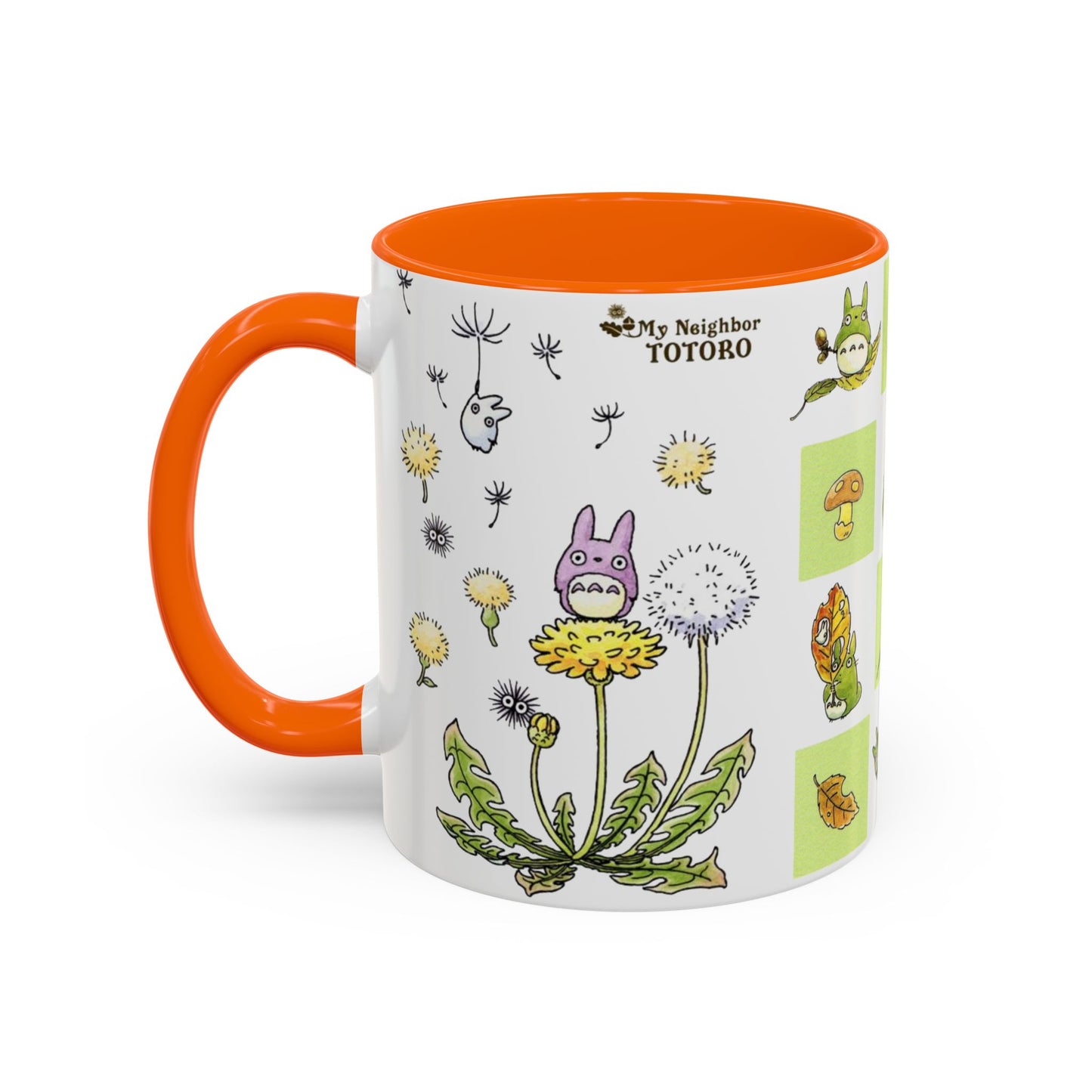 Totoro Green Accent Mug – Studio Ghibli Color Handle Coffee Cup – 11oz & 15oz Ceramic Gift for Anime Fans