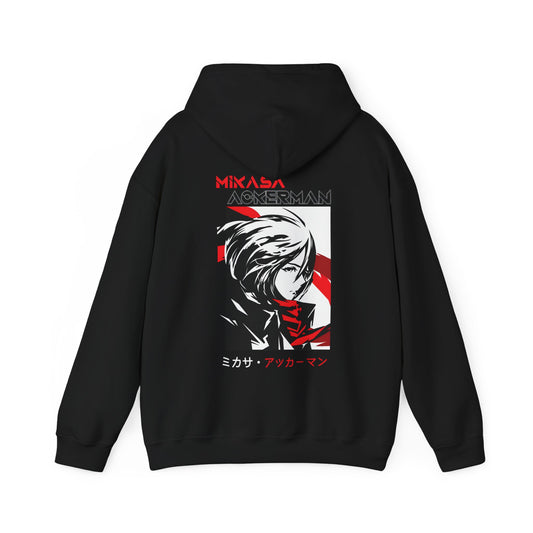 Mikasa Ackerman Hoodie 100% Cotton with Back Print – Attack On Titan Anime Pullover