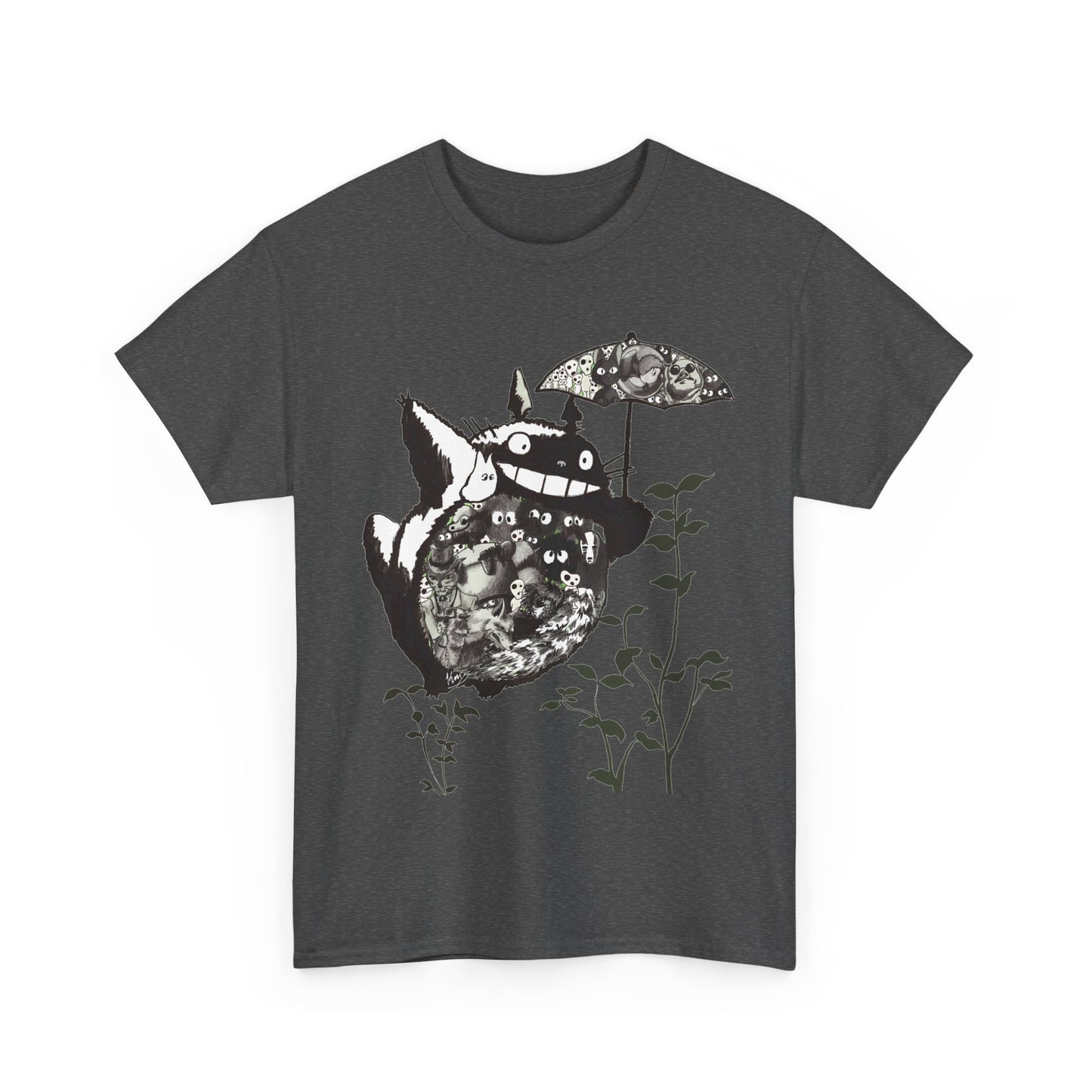 Totoro Black and White T-Shirt 100% Cotton | Studio Ghibli Anime Tee